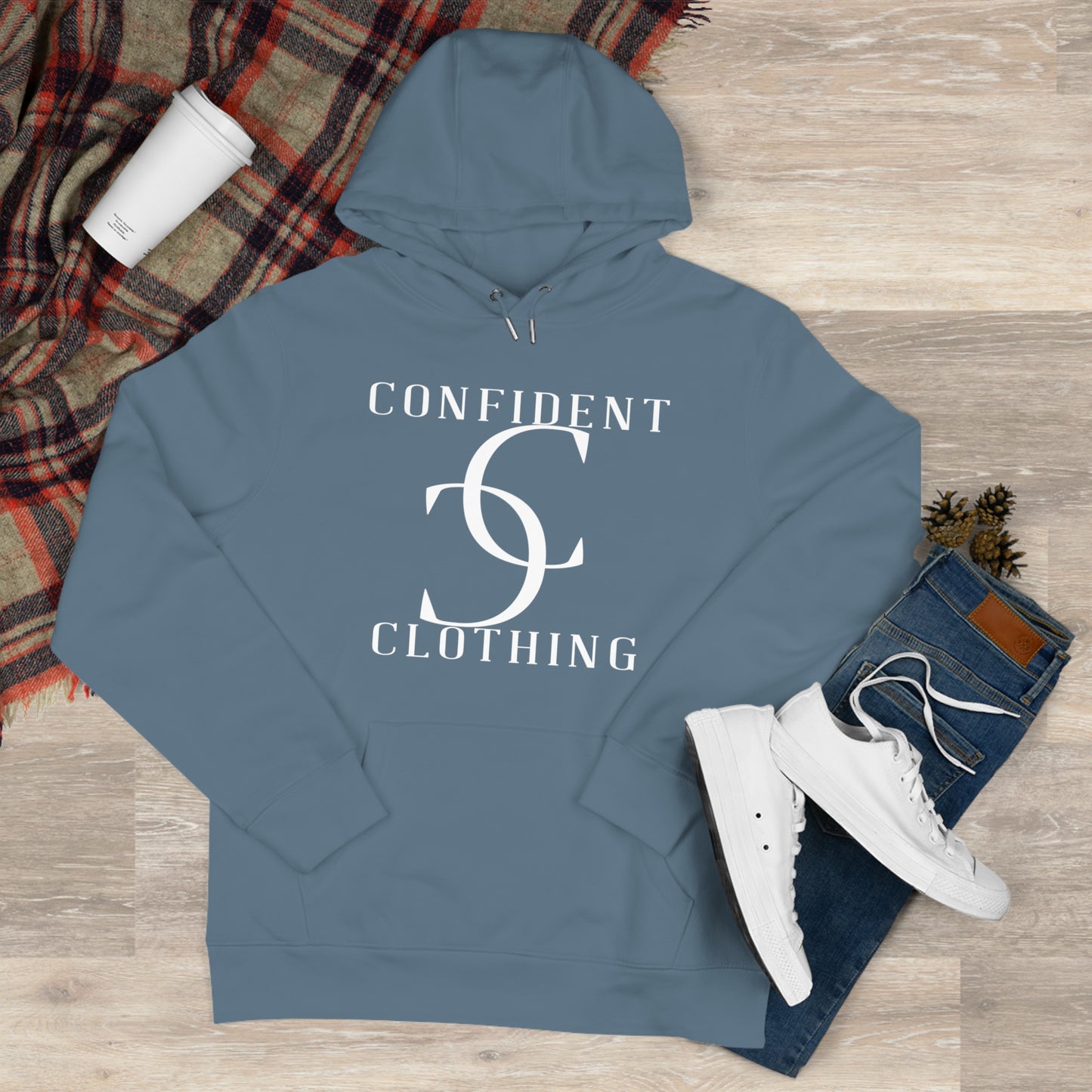 (hoodie unisex) multi-color Confident Clothing Luxury Hooded Sweatshirt (big cc white logo)