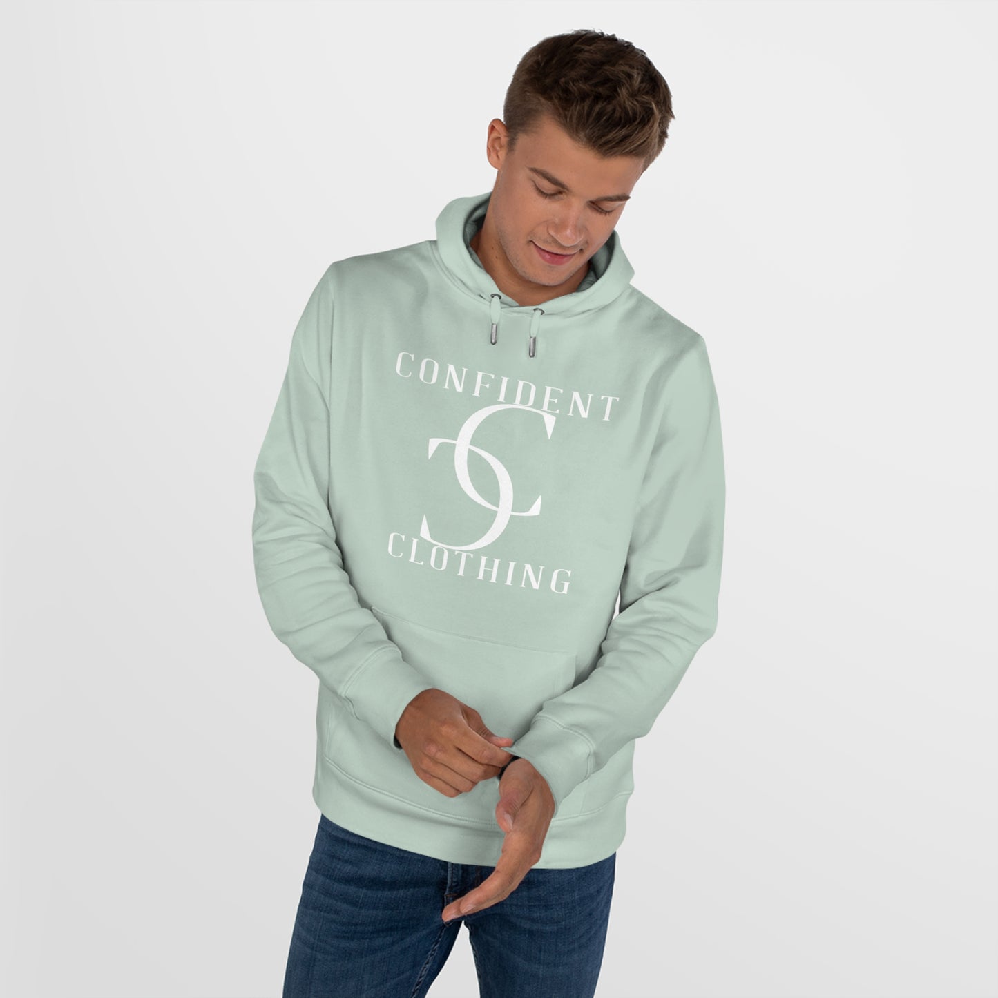 (hoodie unisex) multi-color Confident Clothing Luxury Hooded Sweatshirt (big cc white logo)