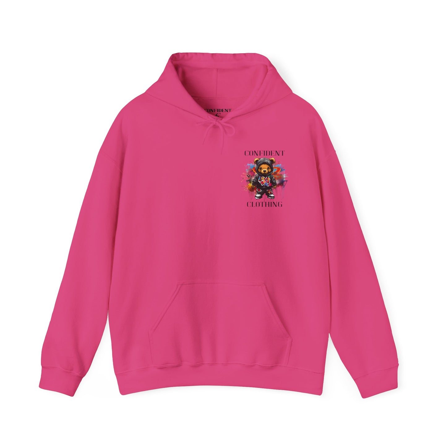 (Unisex) Confident Clothing Luxury Hooded Sweatshirt Urban Bear Collection (Cool Breeze Bear black logo)
