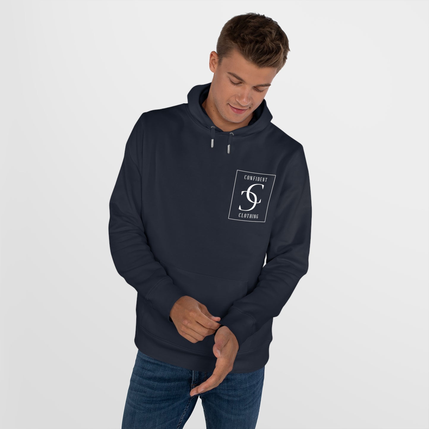 (hoodie unisex) multi-color Confident Clothing Luxury Hooded Sweatshirt (big cc white logo on back)