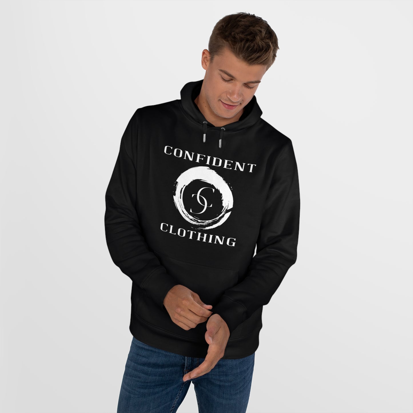 (hoodie unisex) multi-color Confident Clothing Luxury Hooded Sweatshirt (big cc circle white logo)