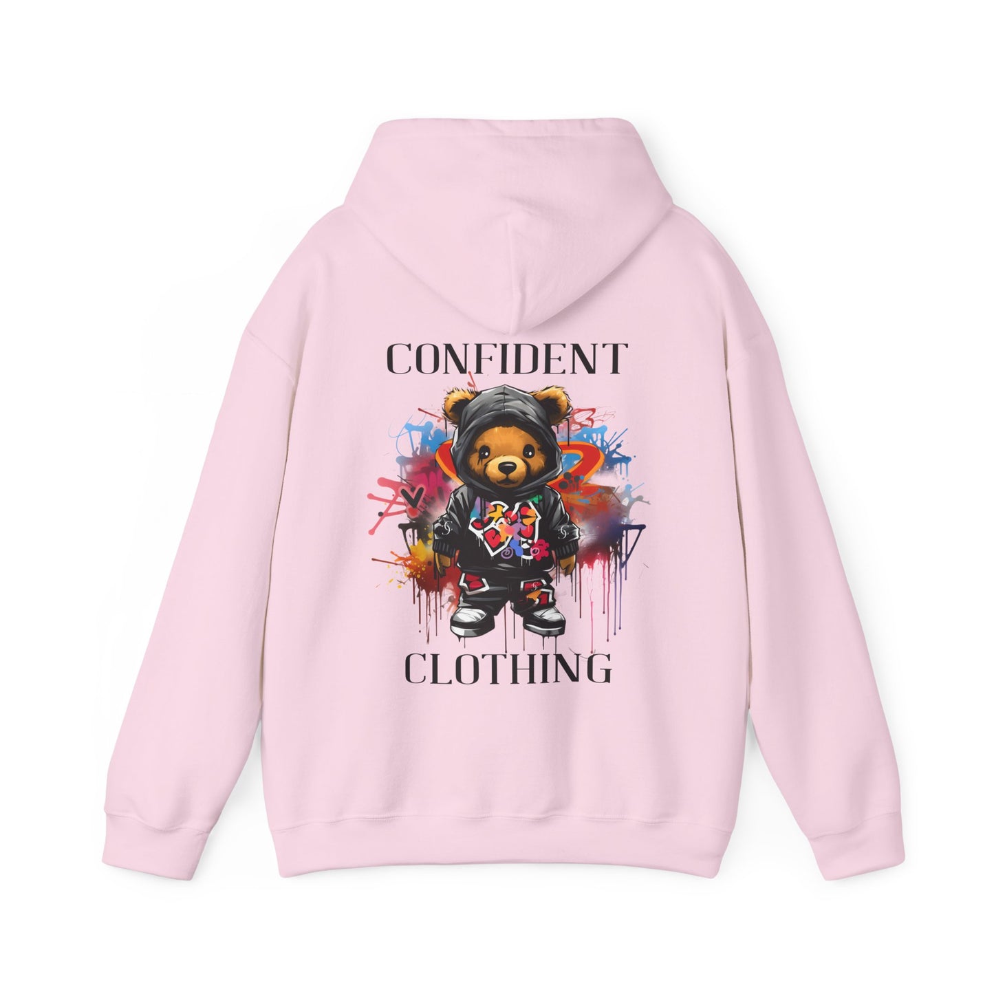 (Unisex) Confident Clothing Luxury Hooded Sweatshirt Urban Bear Collection (Cool Breeze Bear black logo)