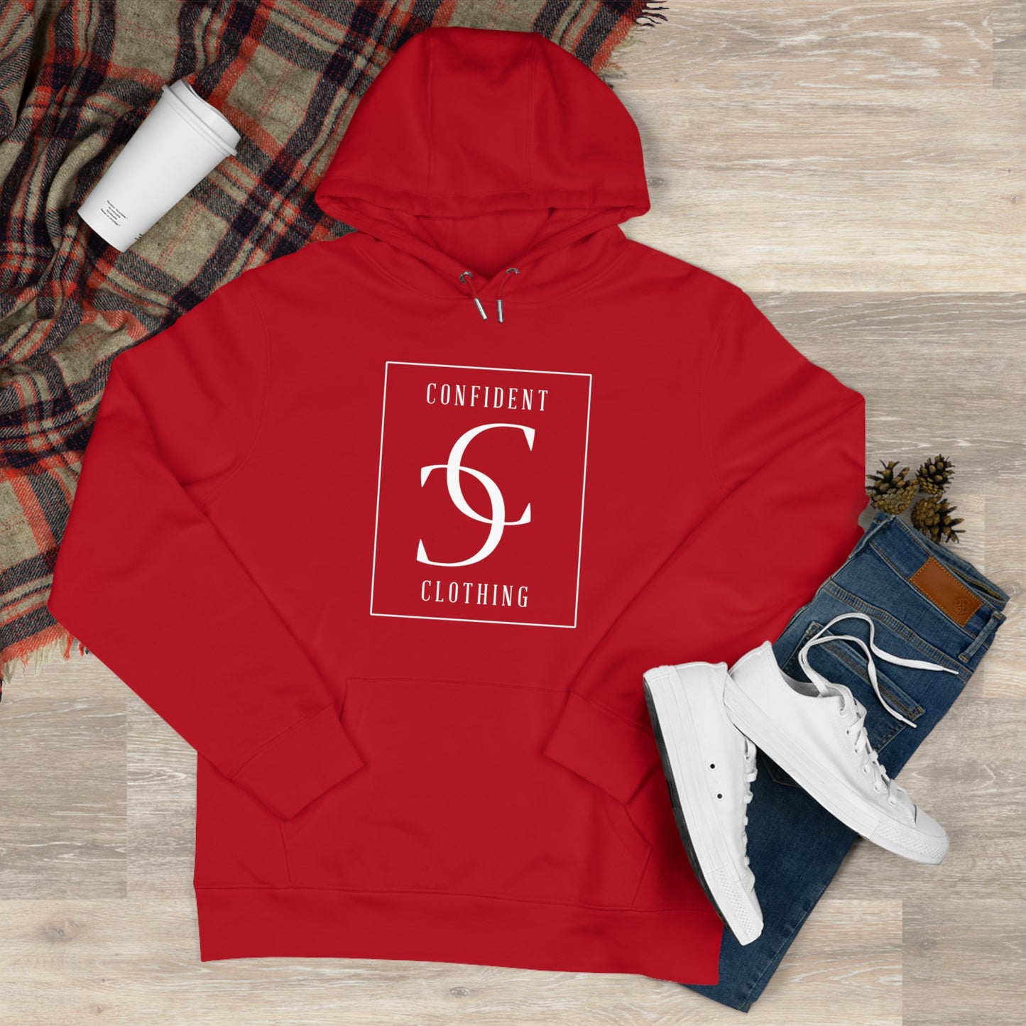 (hoodie unisex) multi-color Confident Clothing Luxury Hooded Sweatshirt (frame white logo)