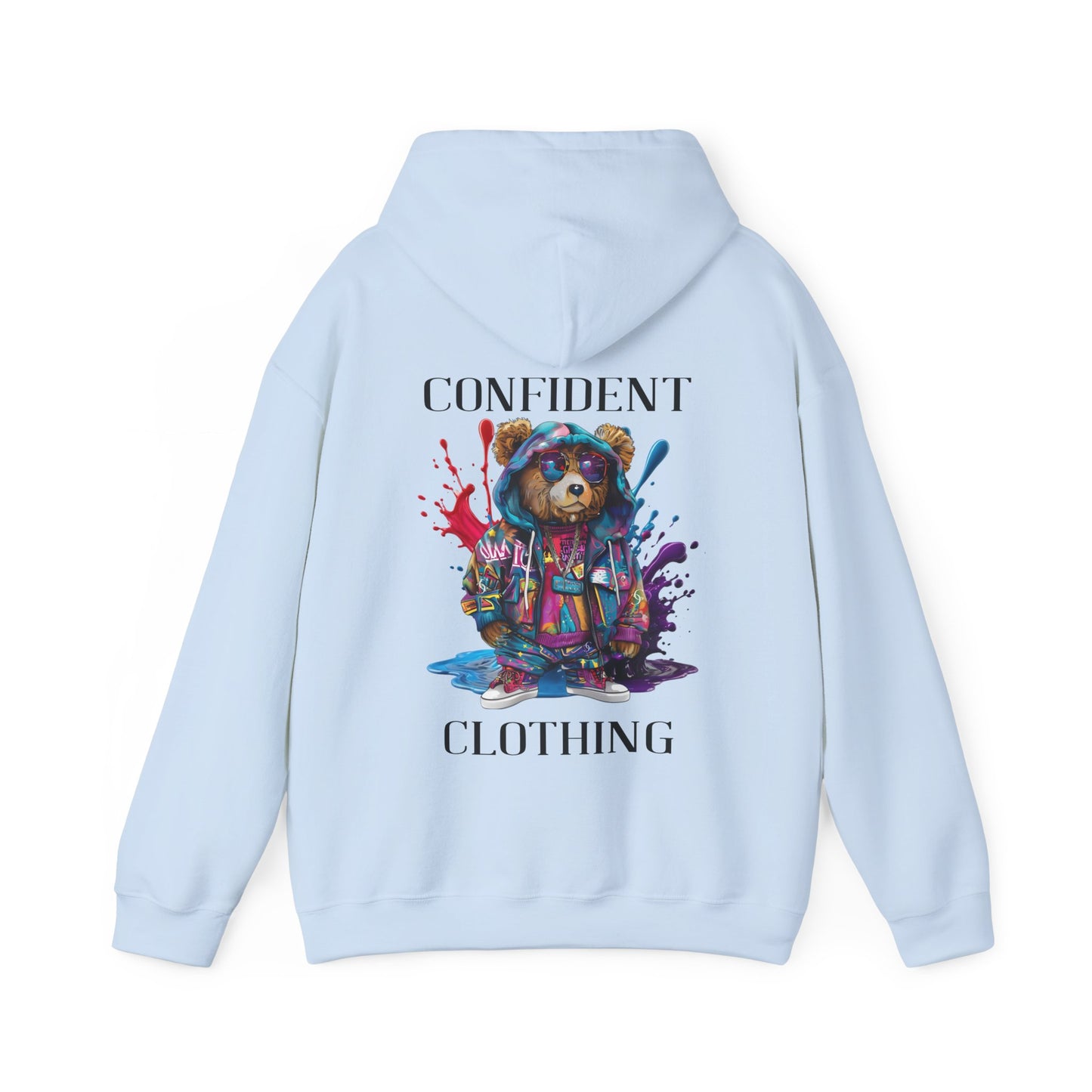 (Unisex) Confident Clothing Luxury Hooded Sweatshirt Urban Bear Collection (I Stay Drip Bear black logo)