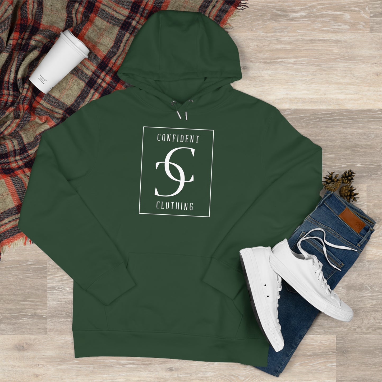 (hoodie unisex) multi-color Confident Clothing Luxury Hooded Sweatshirt (frame white logo)