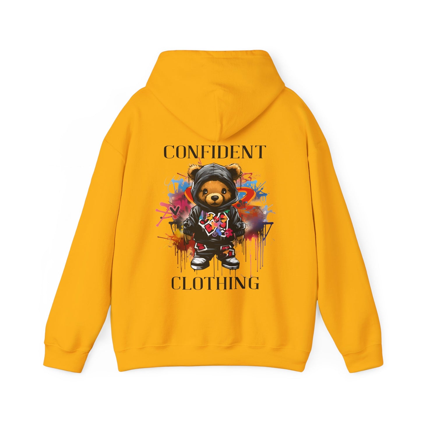 (Unisex) Confident Clothing Luxury Hooded Sweatshirt Urban Bear Collection (Cool Breeze Bear black logo)