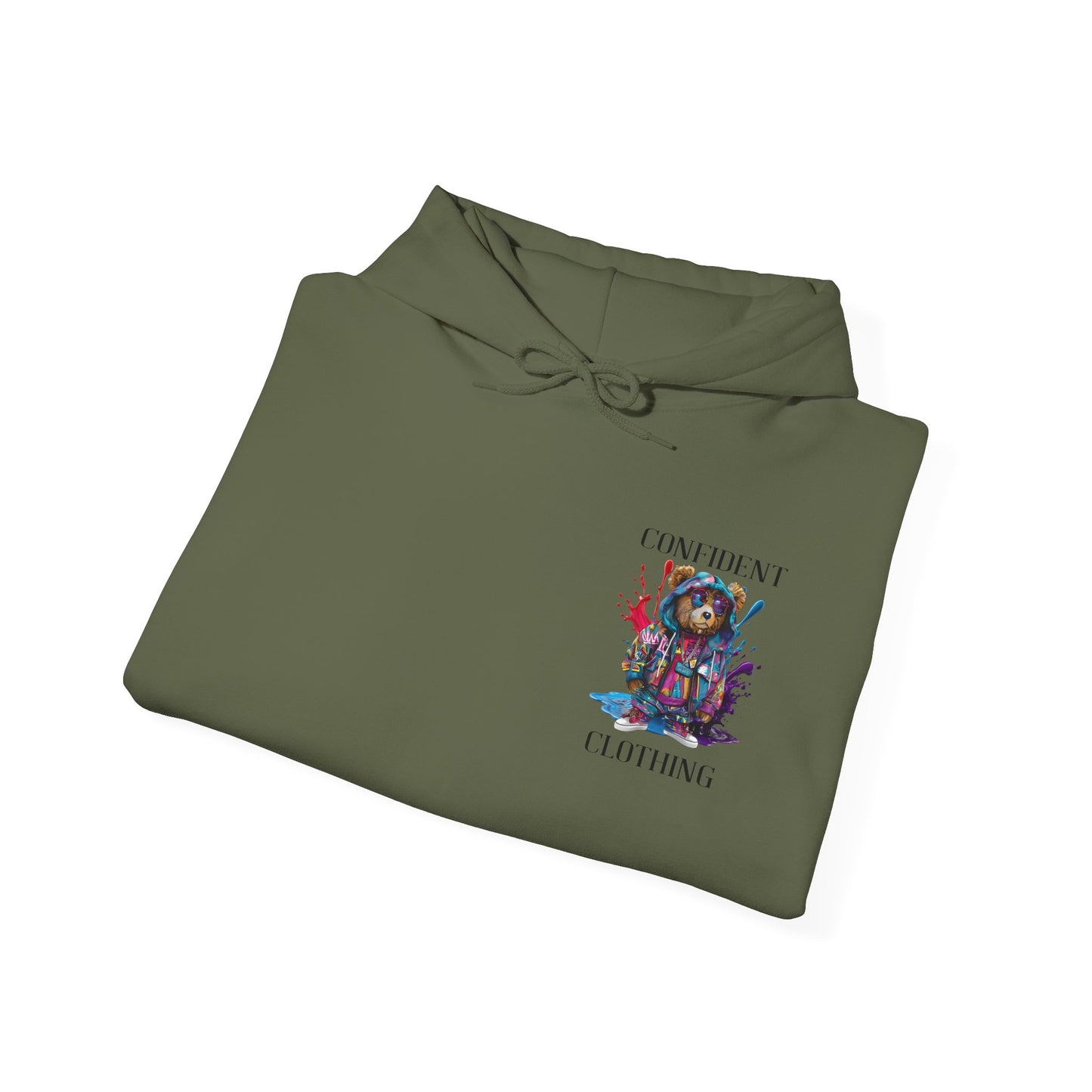 (Unisex) Confident Clothing Luxury Hooded Sweatshirt Urban Bear Collection (I Stay Drip Bear black logo)