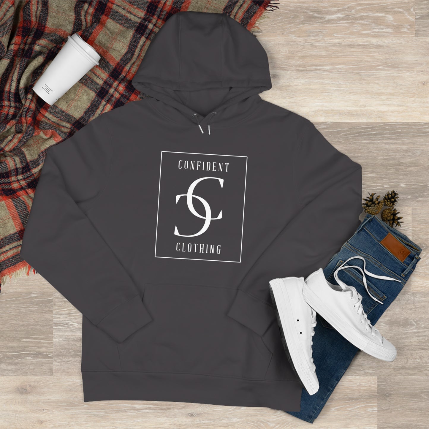 (hoodie unisex) multi-color Confident Clothing Luxury Hooded Sweatshirt (frame white logo)