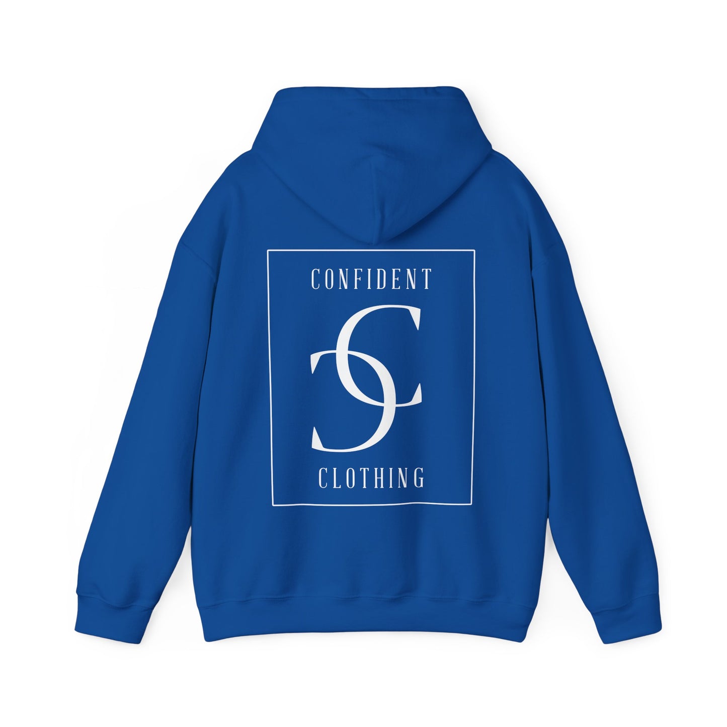 cc (Unisex) multi-color Confident Clothing Luxury Hooded Sweatshirt (frame white logo on back nc)