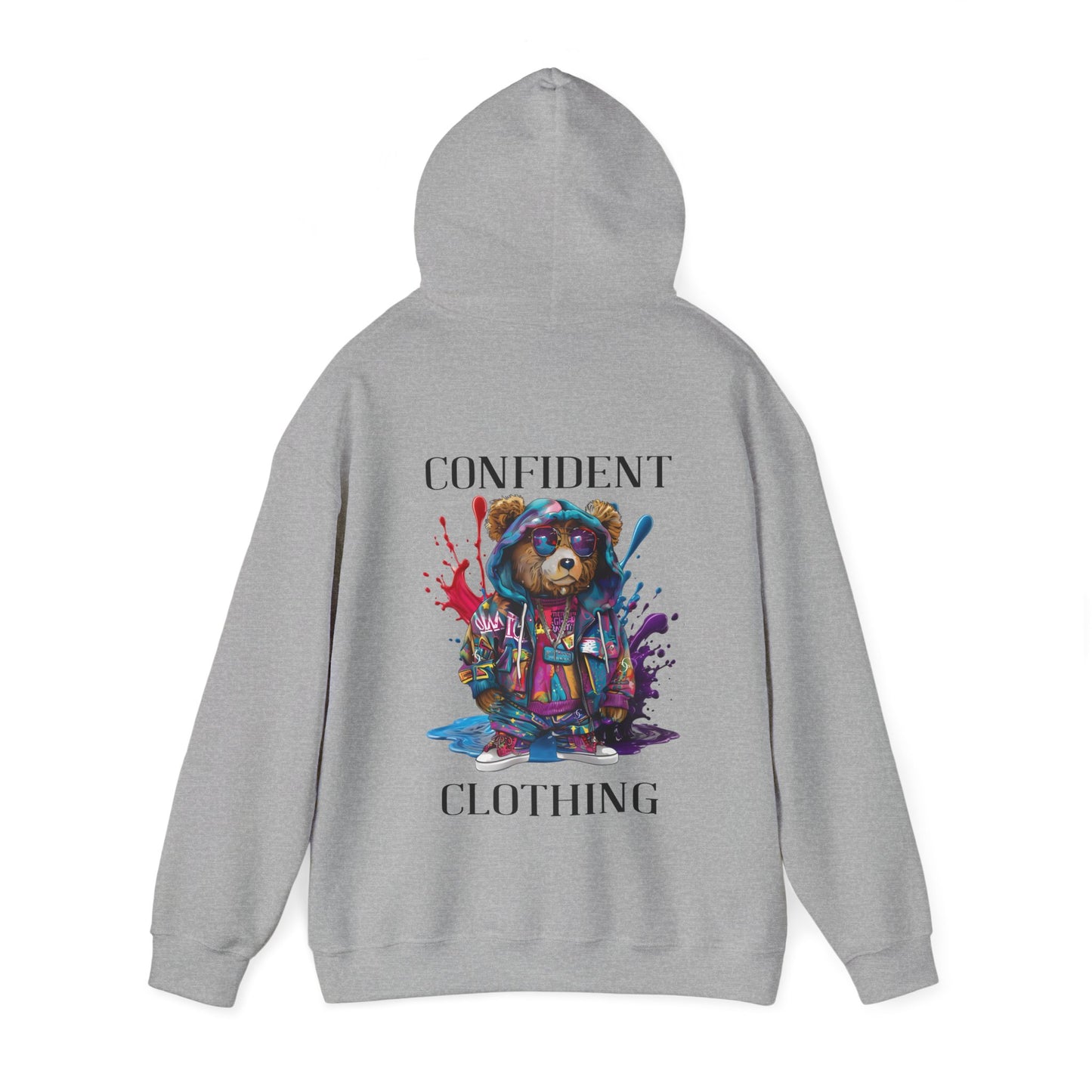 (Unisex) Confident Clothing Luxury Hooded Sweatshirt Urban Bear Collection (I Stay Drip Bear black logo)