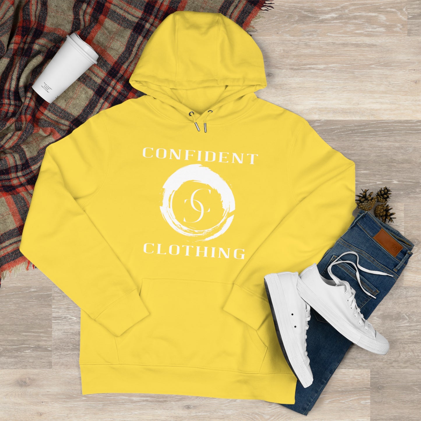 (hoodie unisex) multi-color Confident Clothing Luxury Hooded Sweatshirt (big cc circle white logo)