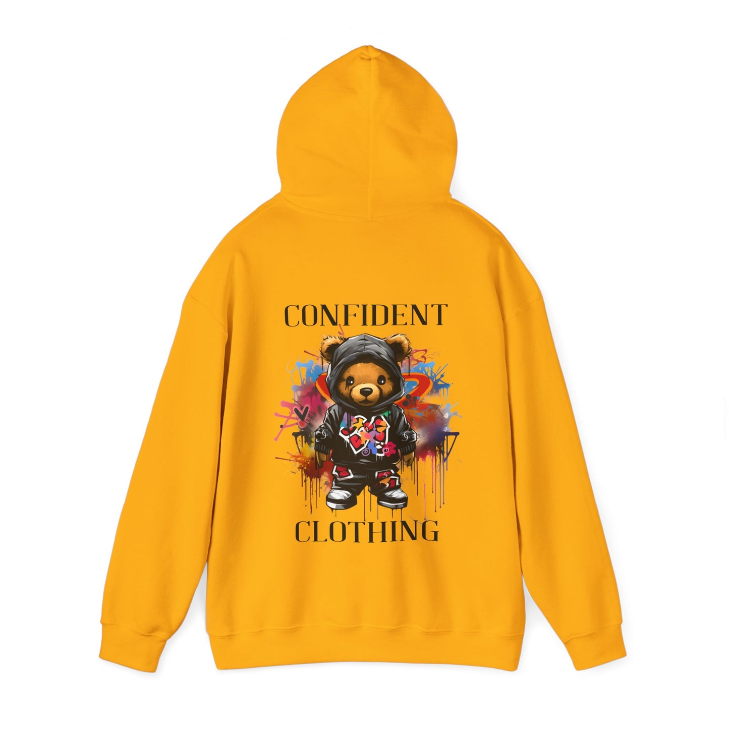 (Unisex) Confident Clothing Luxury Hooded Sweatshirt Urban Bear Collection (Cool Breeze Bear black logo)