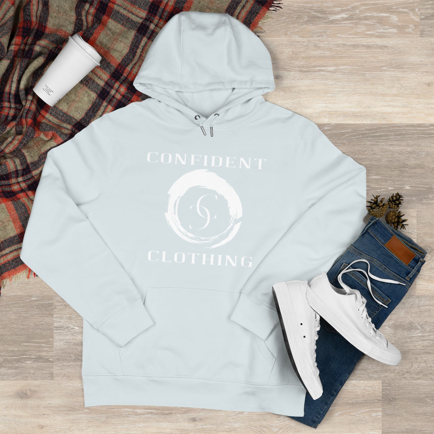 (hoodie unisex) multi-color Confident Clothing Luxury Hooded Sweatshirt (big cc circle white logo)