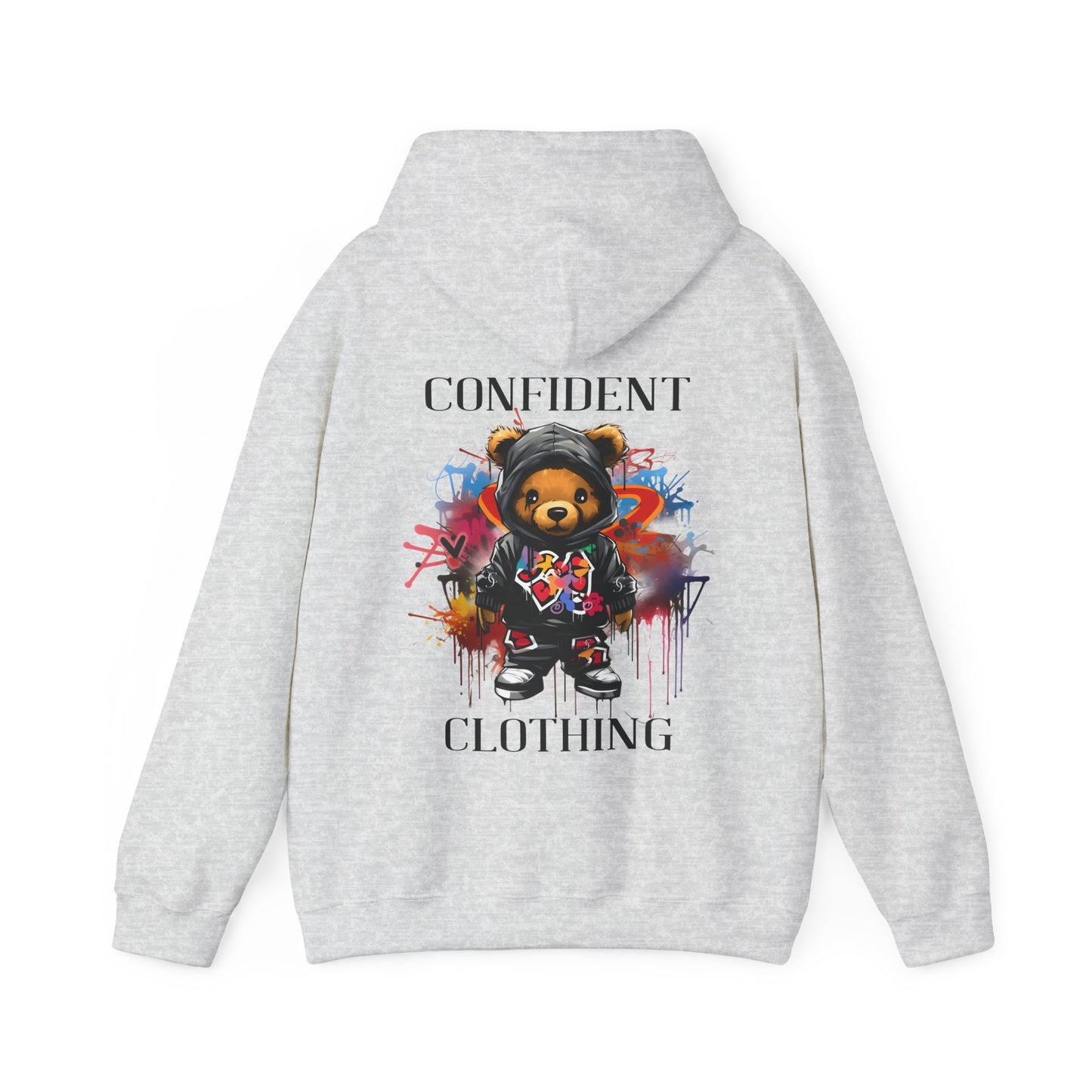 (Unisex) Confident Clothing Luxury Hooded Sweatshirt Urban Bear Collection (Cool Breeze Bear black logo)