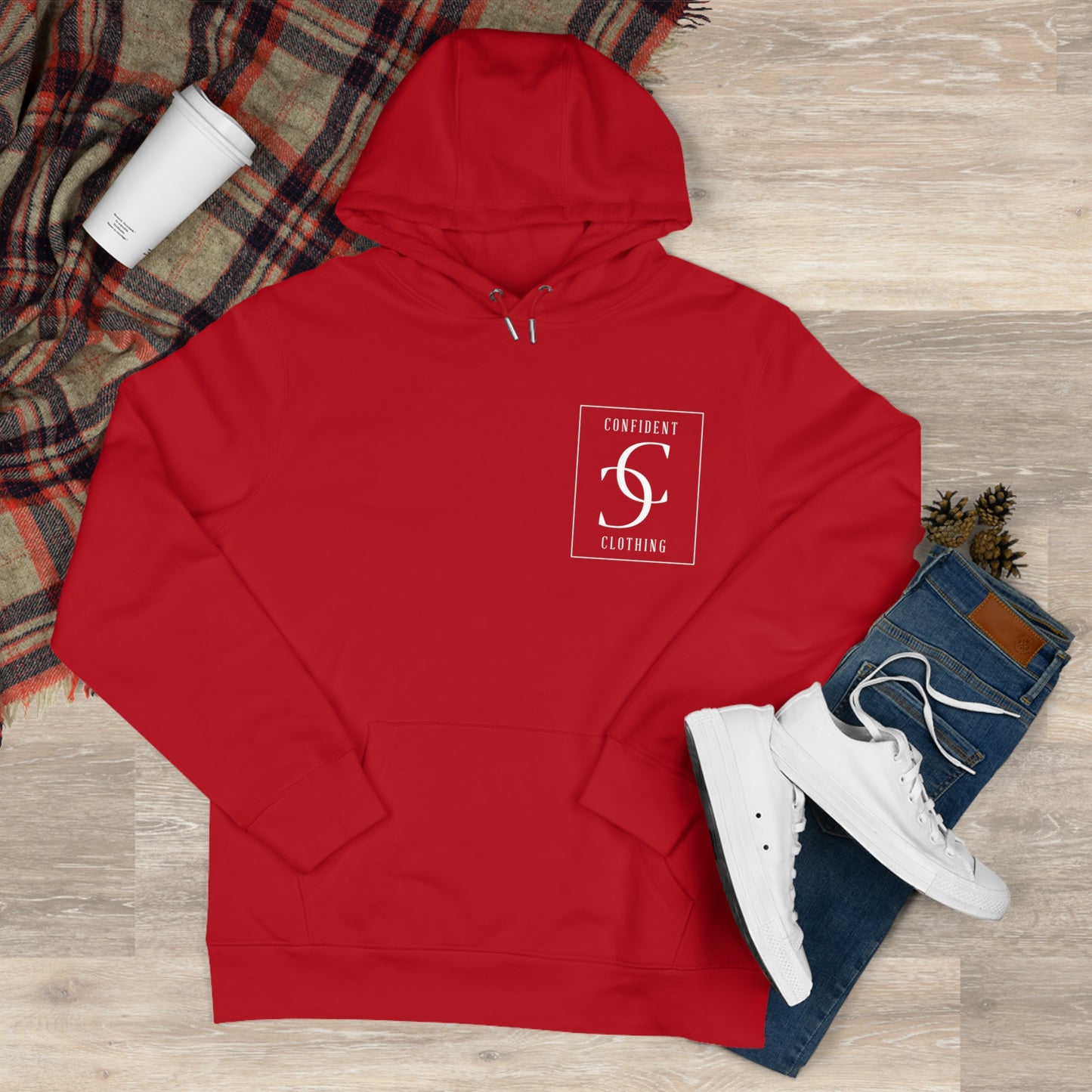 (hoodie unisex) multi-color Confident Clothing Luxury Hooded Sweatshirt (big cc white logo on back)