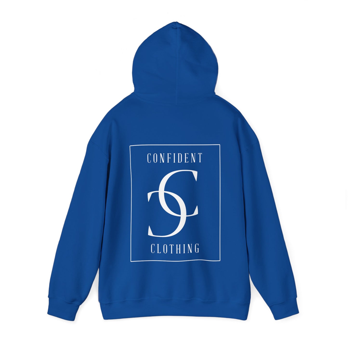cc (Unisex) multi-color Confident Clothing Luxury Hooded Sweatshirt (frame white logo on back nc)