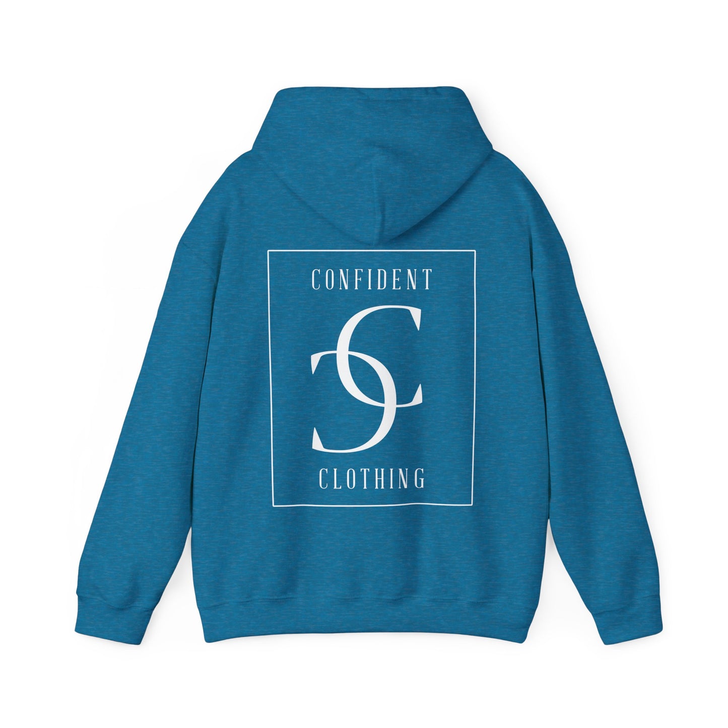 cc (Unisex) multi-color Confident Clothing Luxury Hooded Sweatshirt (frame white logo on back nc)