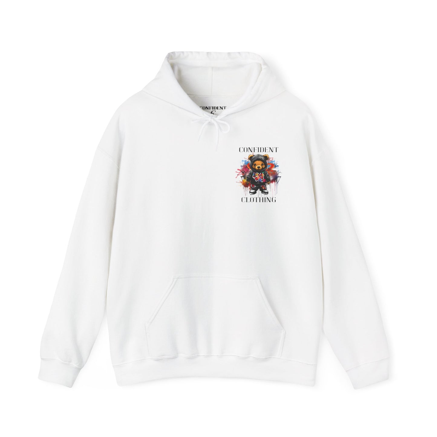 (Unisex) Confident Clothing Luxury Hooded Sweatshirt Urban Bear Collection (Cool Breeze Bear black logo)