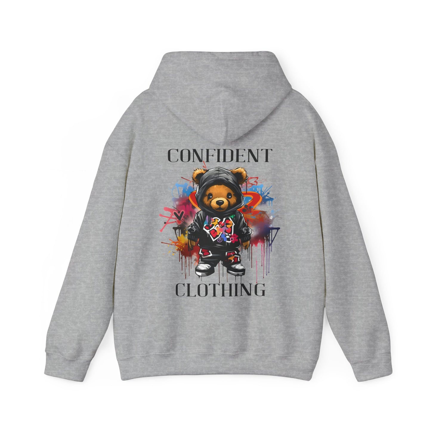 (Unisex) Confident Clothing Luxury Hooded Sweatshirt Urban Bear Collection (Cool Breeze Bear black logo)