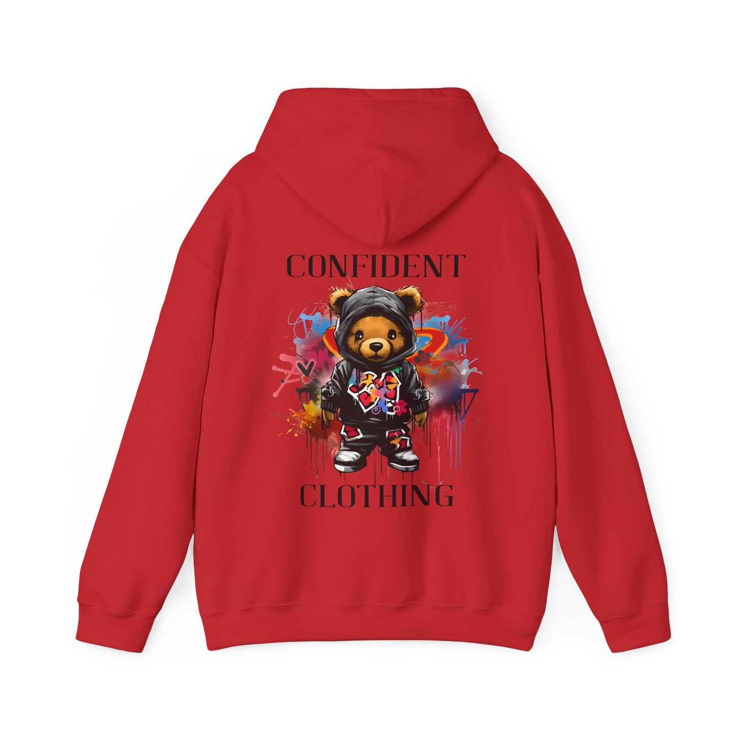 (Unisex) Confident Clothing Luxury Hooded Sweatshirt Urban Bear Collection (Cool Breeze Bear black logo)
