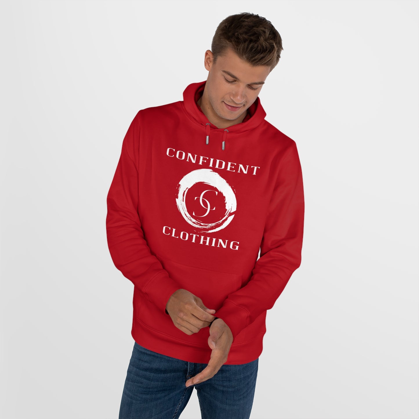 (hoodie unisex) multi-color Confident Clothing Luxury Hooded Sweatshirt (big cc circle white logo)