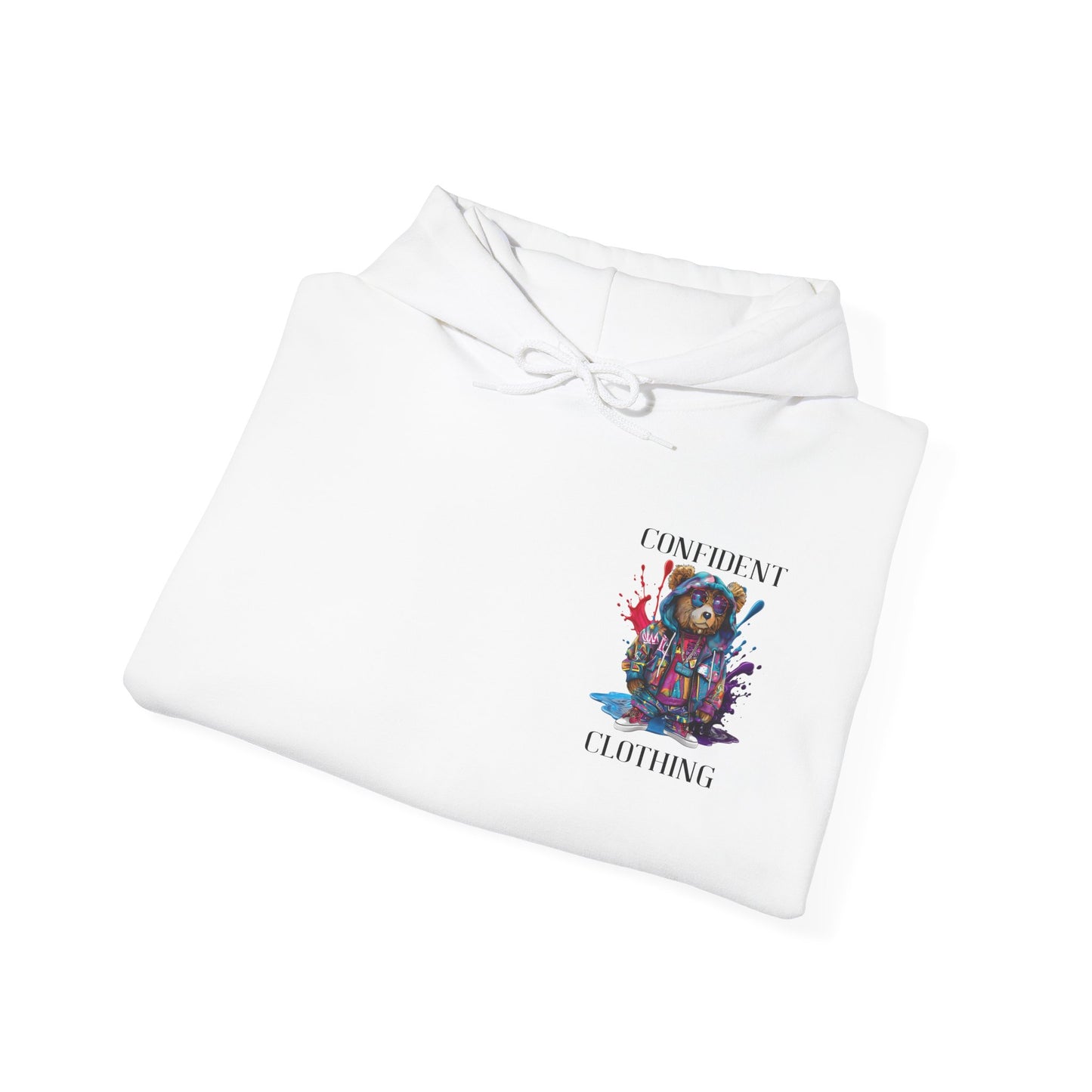 (Unisex) Confident Clothing Luxury Hooded Sweatshirt Urban Bear Collection (I Stay Drip Bear black logo)
