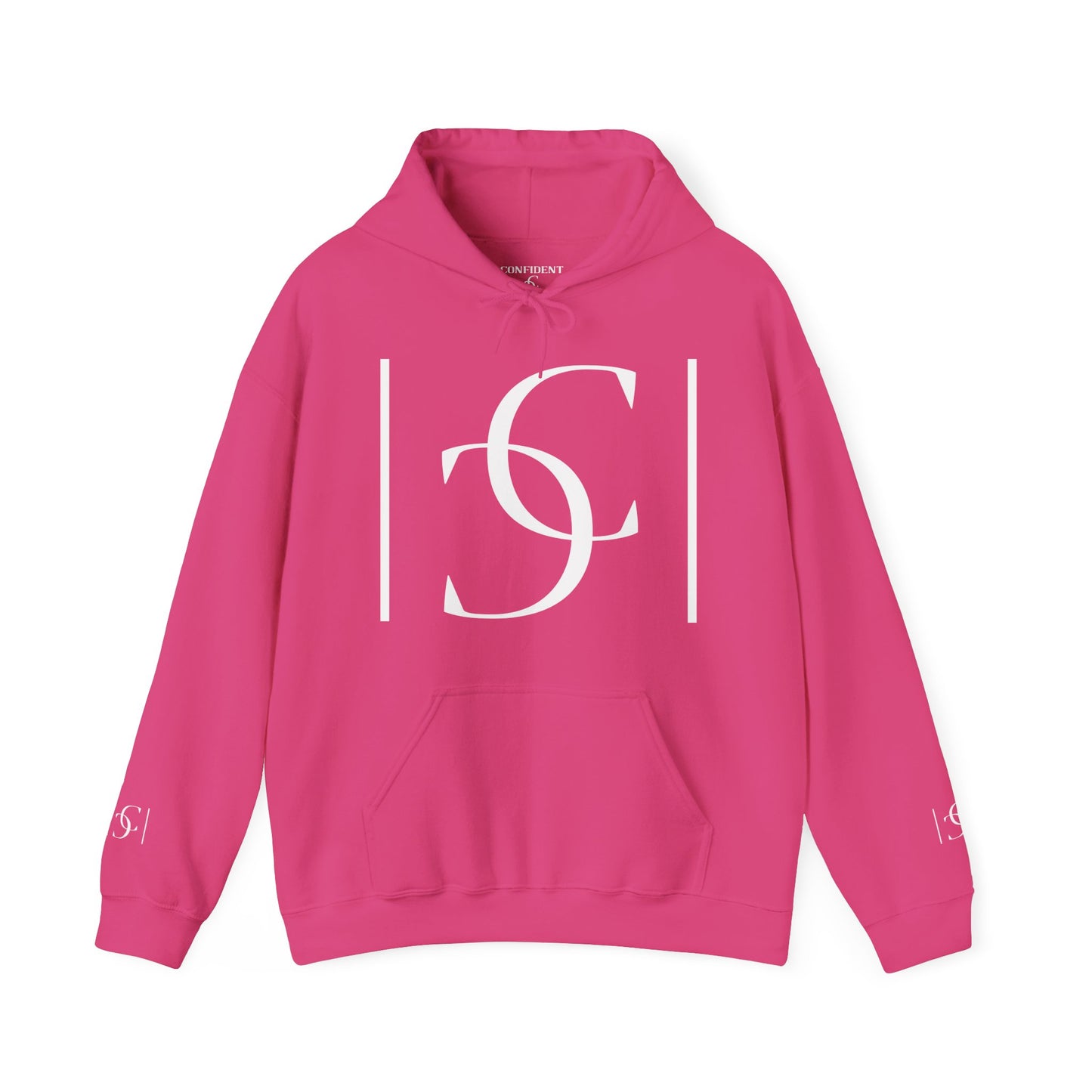 cc (Unisex) multi-color Confident Clothing (ELITE) Luxury Hooded Sweatshirt (white logo)