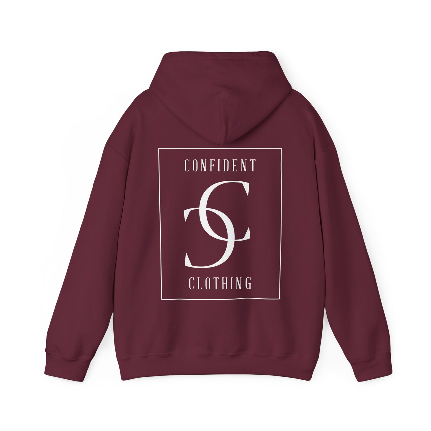 cc (Unisex) multi-color Confident Clothing Luxury Hooded Sweatshirt (frame white logo on back nc)