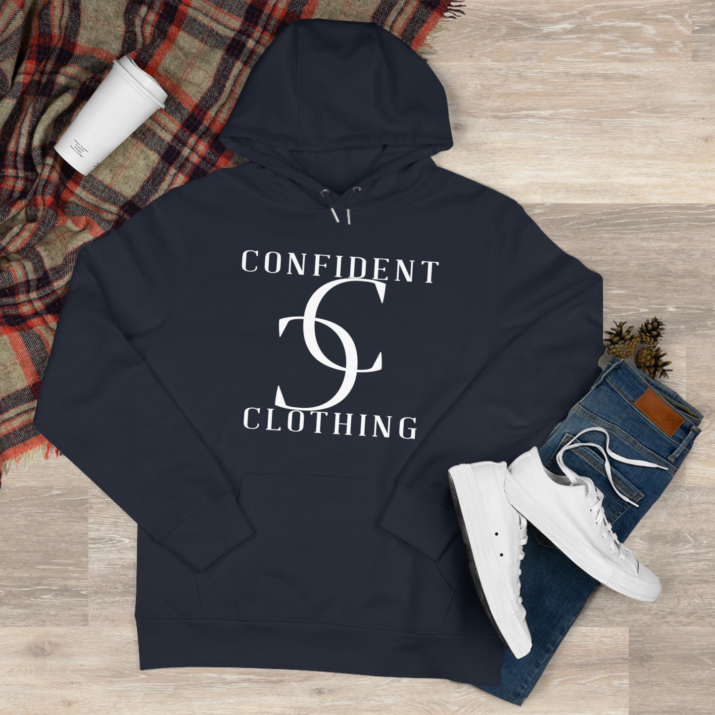 (hoodie unisex) multi-color Confident Clothing Luxury Hooded Sweatshirt (big cc white logo)
