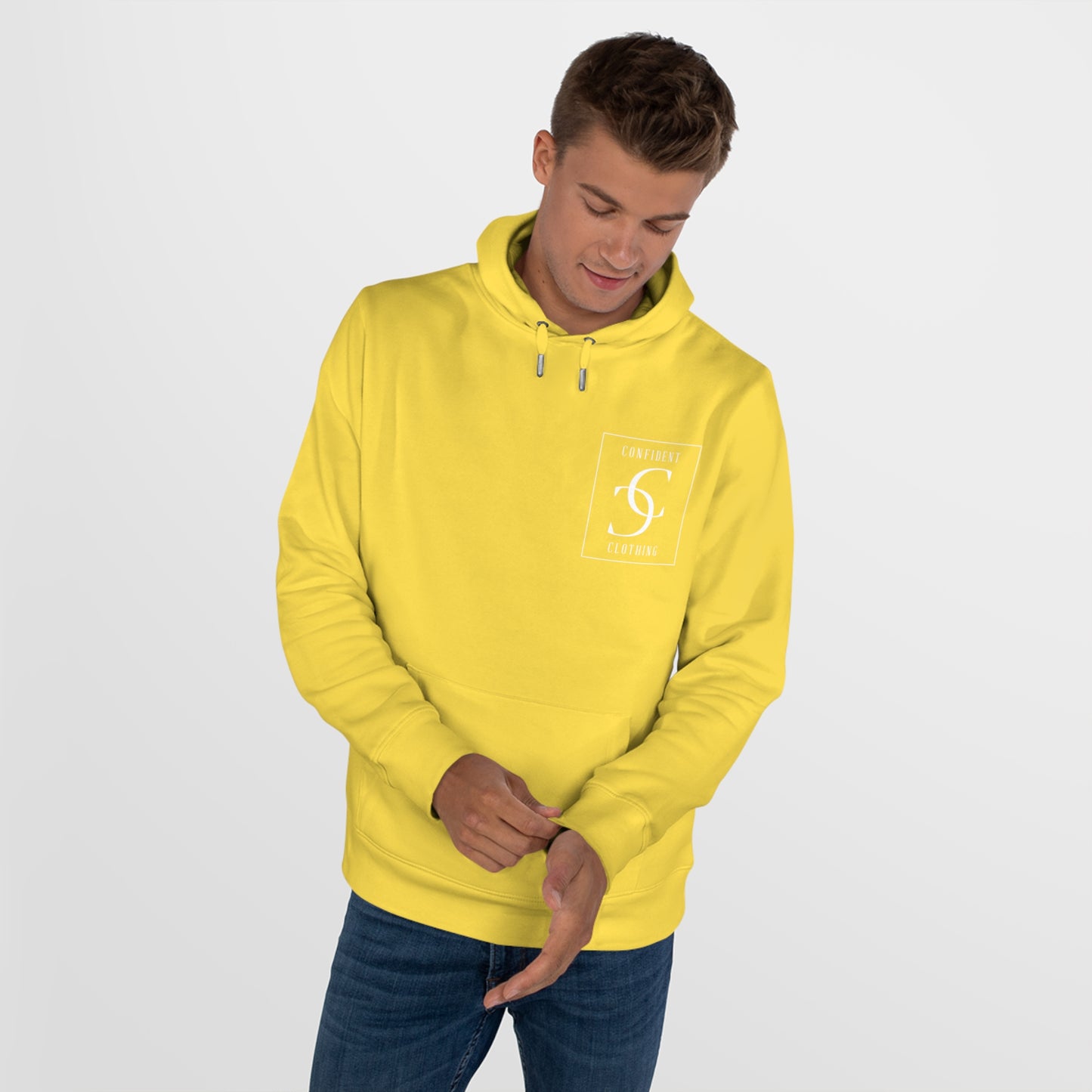 (hoodie unisex) multi-color Confident Clothing Luxury Hooded Sweatshirt (big cc white logo on back)