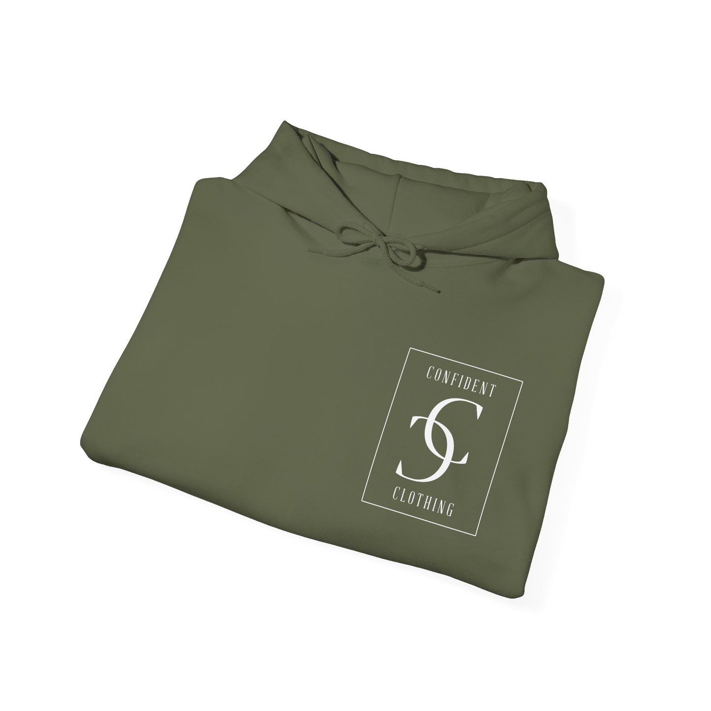 cc (Unisex) multi-color Confident Clothing Luxury Hooded Sweatshirt (frame white logo on back nc)