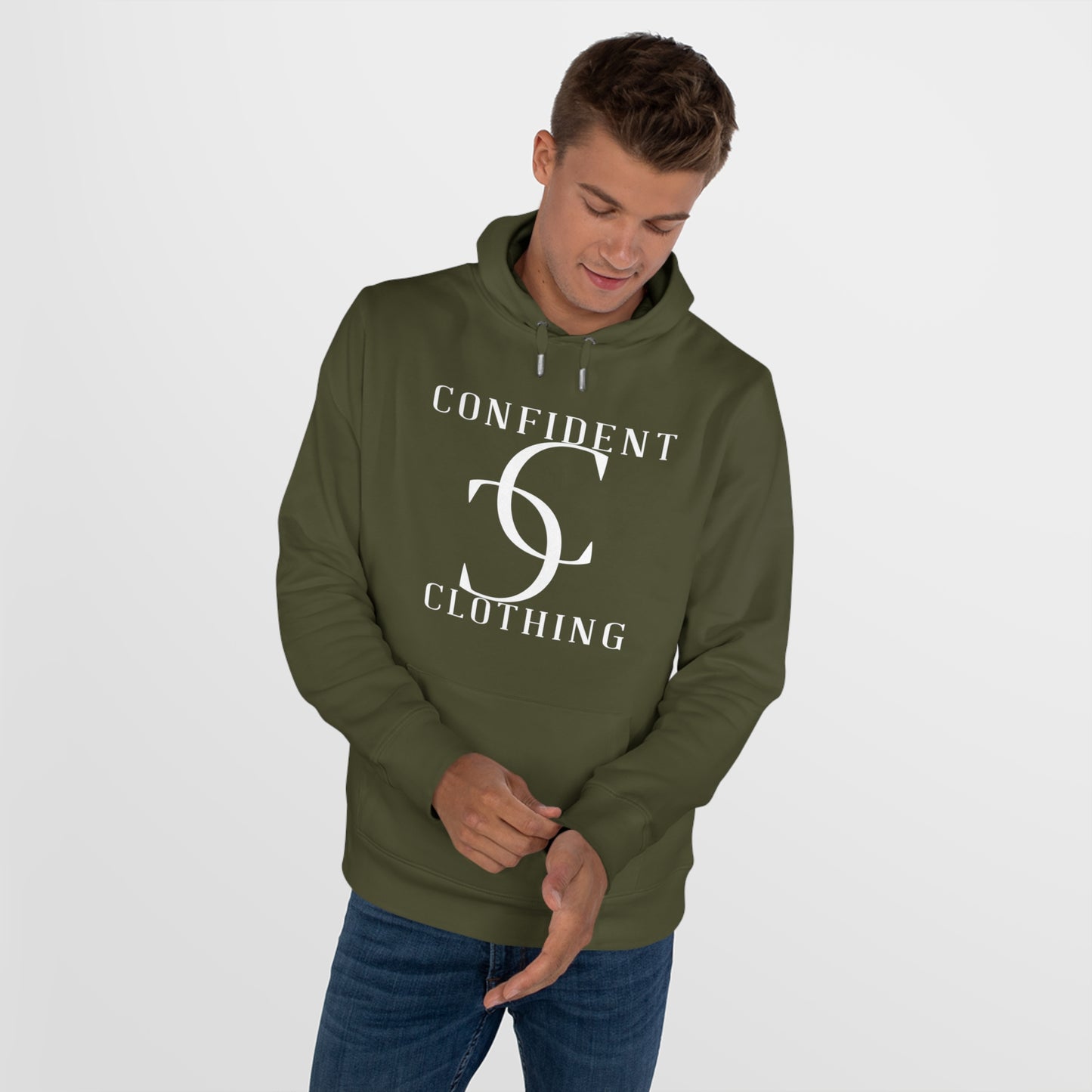 (hoodie unisex) multi-color Confident Clothing Luxury Hooded Sweatshirt (big cc white logo)