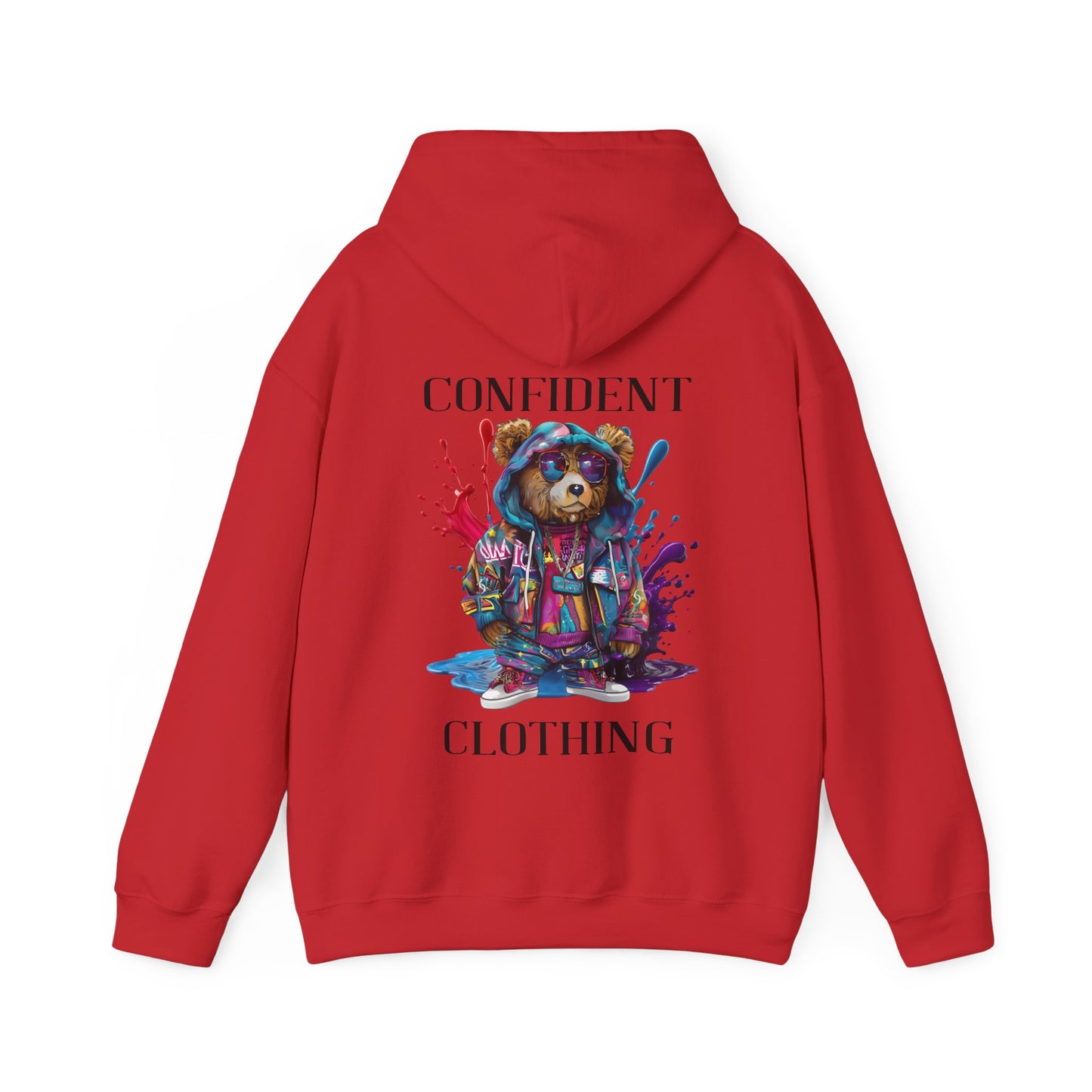 (Unisex) Confident Clothing Luxury Hooded Sweatshirt Urban Bear Collection (I Stay Drip Bear black logo)