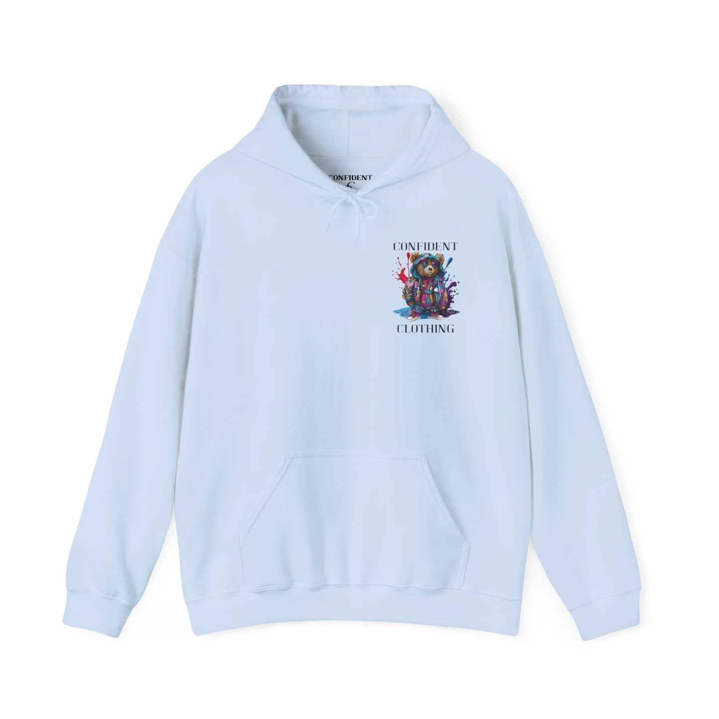 (Unisex) Confident Clothing Luxury Hooded Sweatshirt Urban Bear Collection (I Stay Drip Bear black logo)