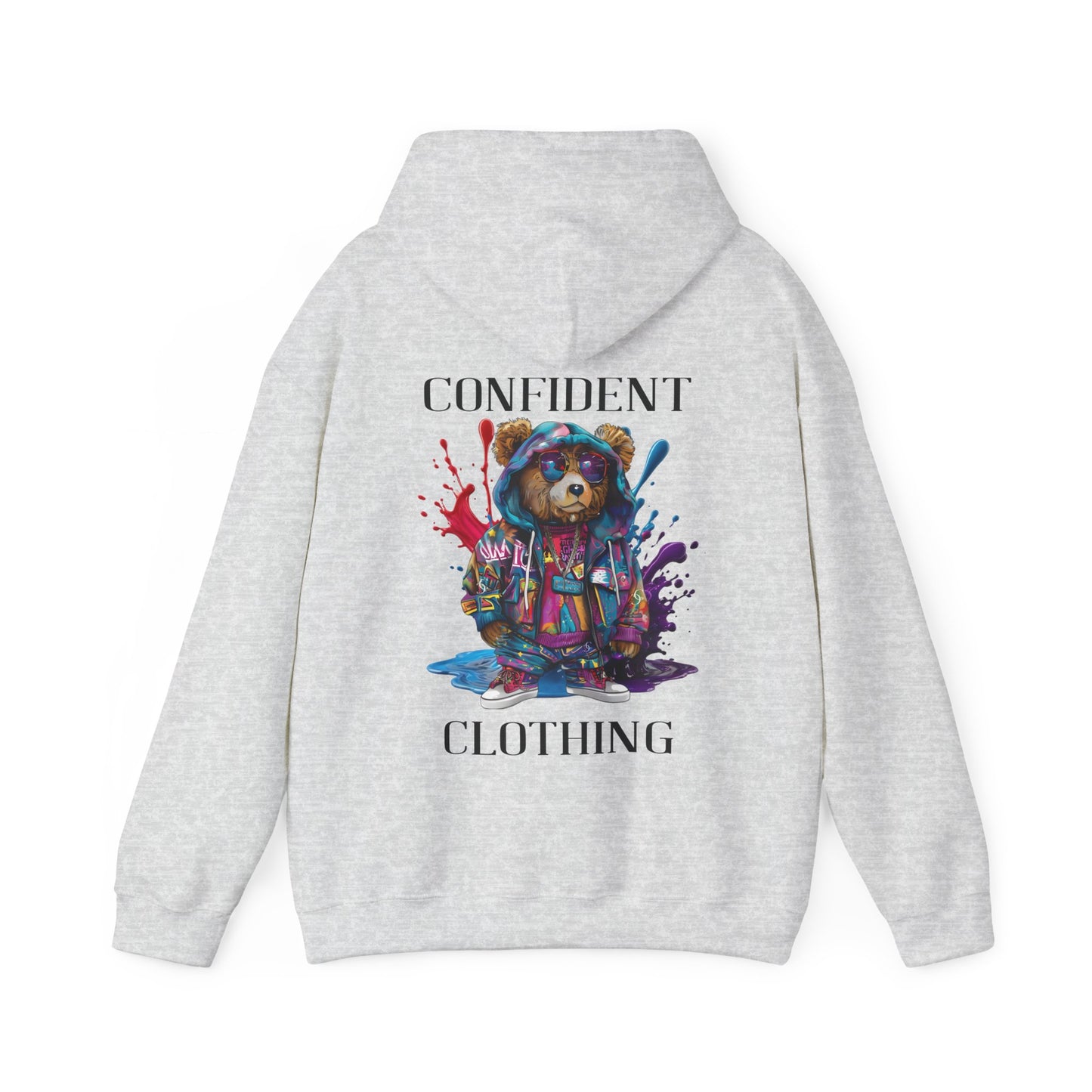 (Unisex) Confident Clothing Luxury Hooded Sweatshirt Urban Bear Collection (I Stay Drip Bear black logo)