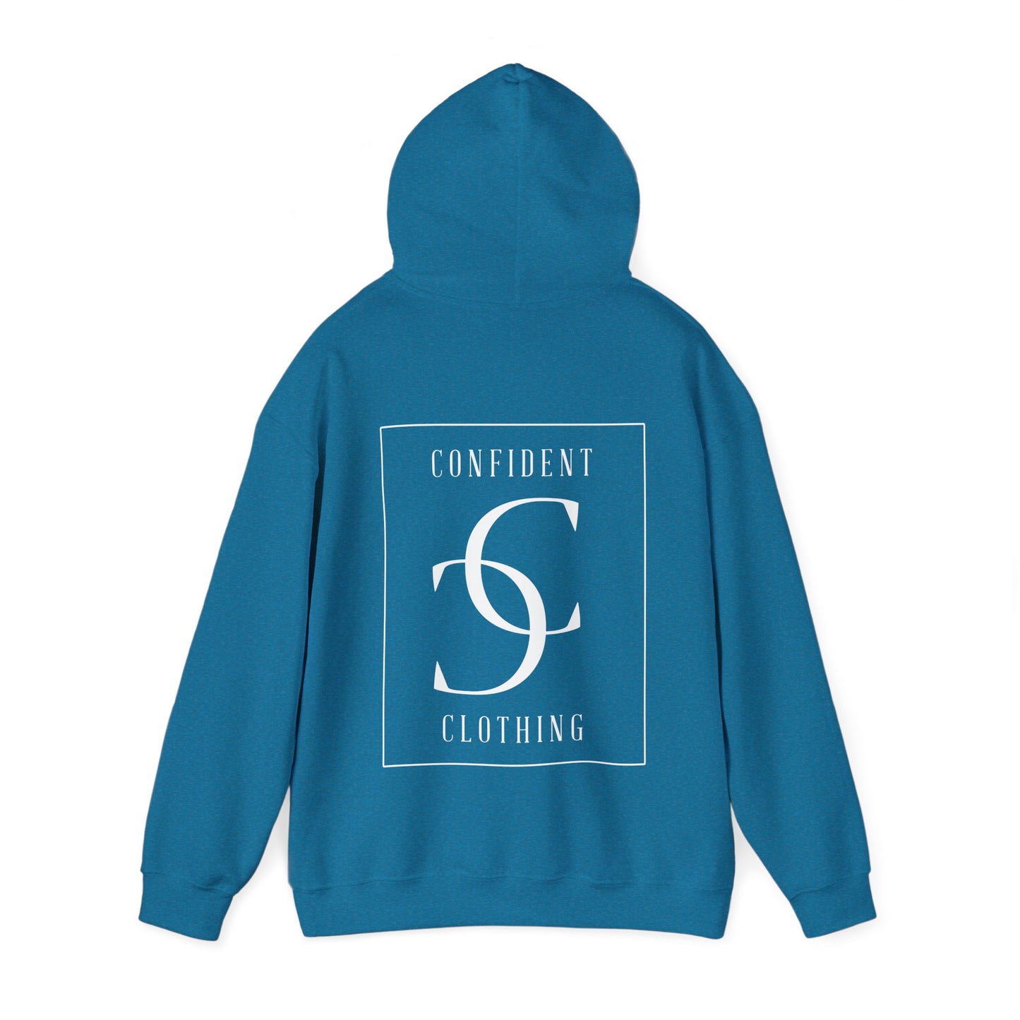 cc (Unisex) multi-color Confident Clothing Luxury Hooded Sweatshirt (frame white logo on back nc)