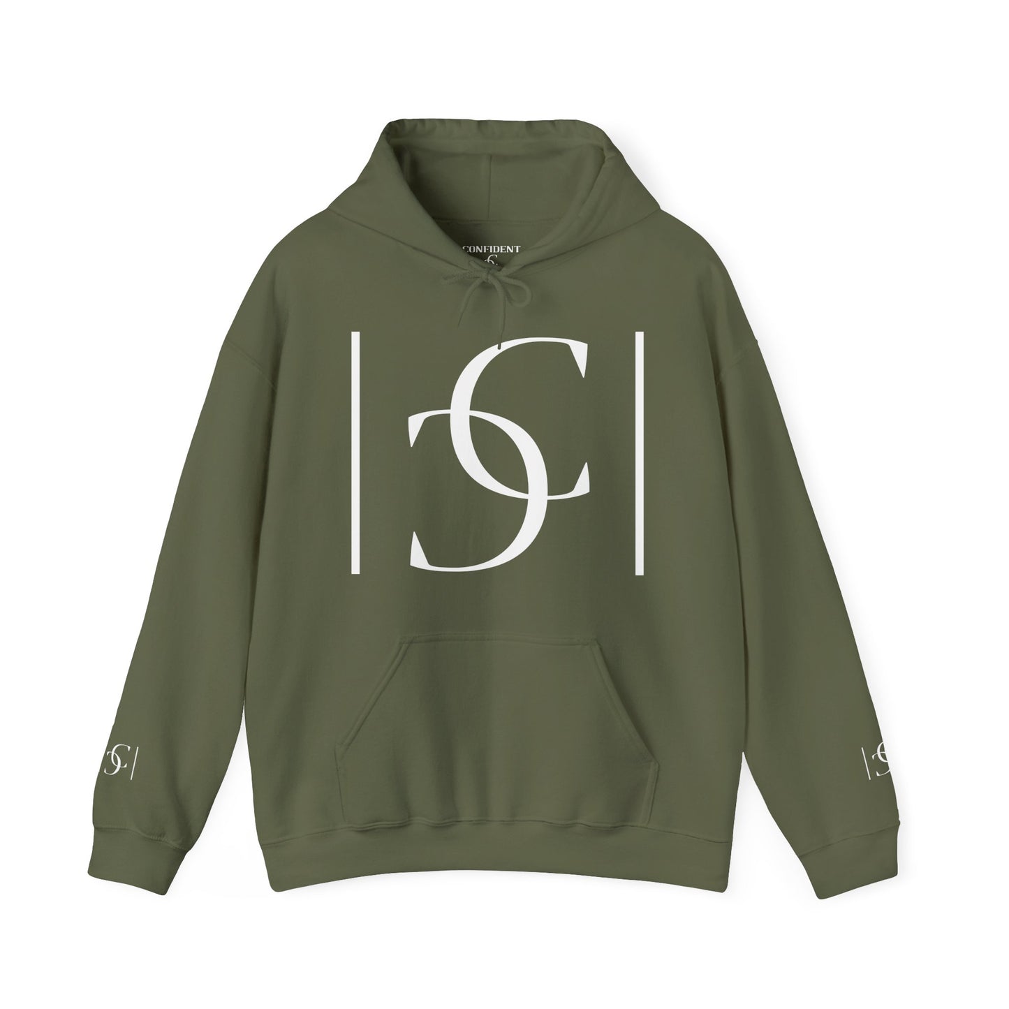 cc (Unisex) multi-color Confident Clothing (ELITE) Luxury Hooded Sweatshirt (white logo)