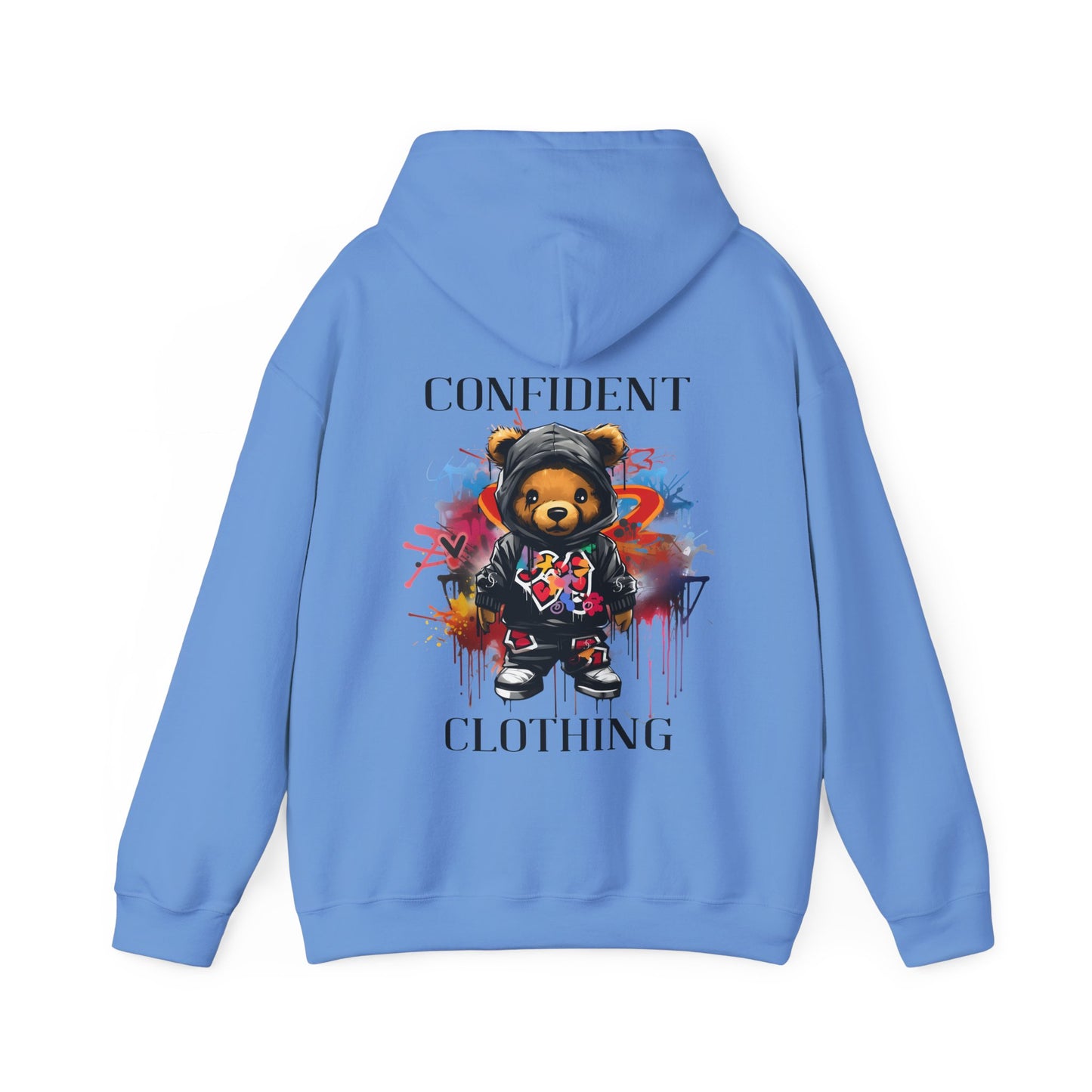 (Unisex) Confident Clothing Luxury Hooded Sweatshirt Urban Bear Collection (Cool Breeze Bear black logo)