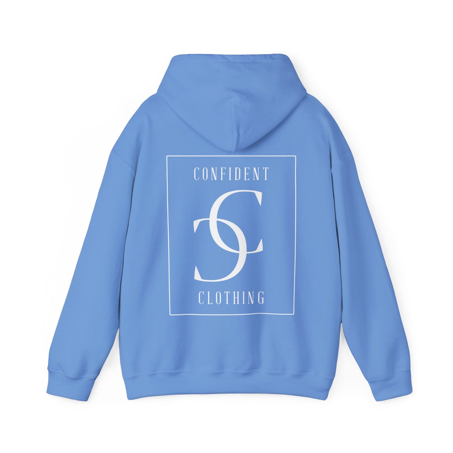 cc (Unisex) multi-color Confident Clothing Luxury Hooded Sweatshirt (frame white logo on back nc)