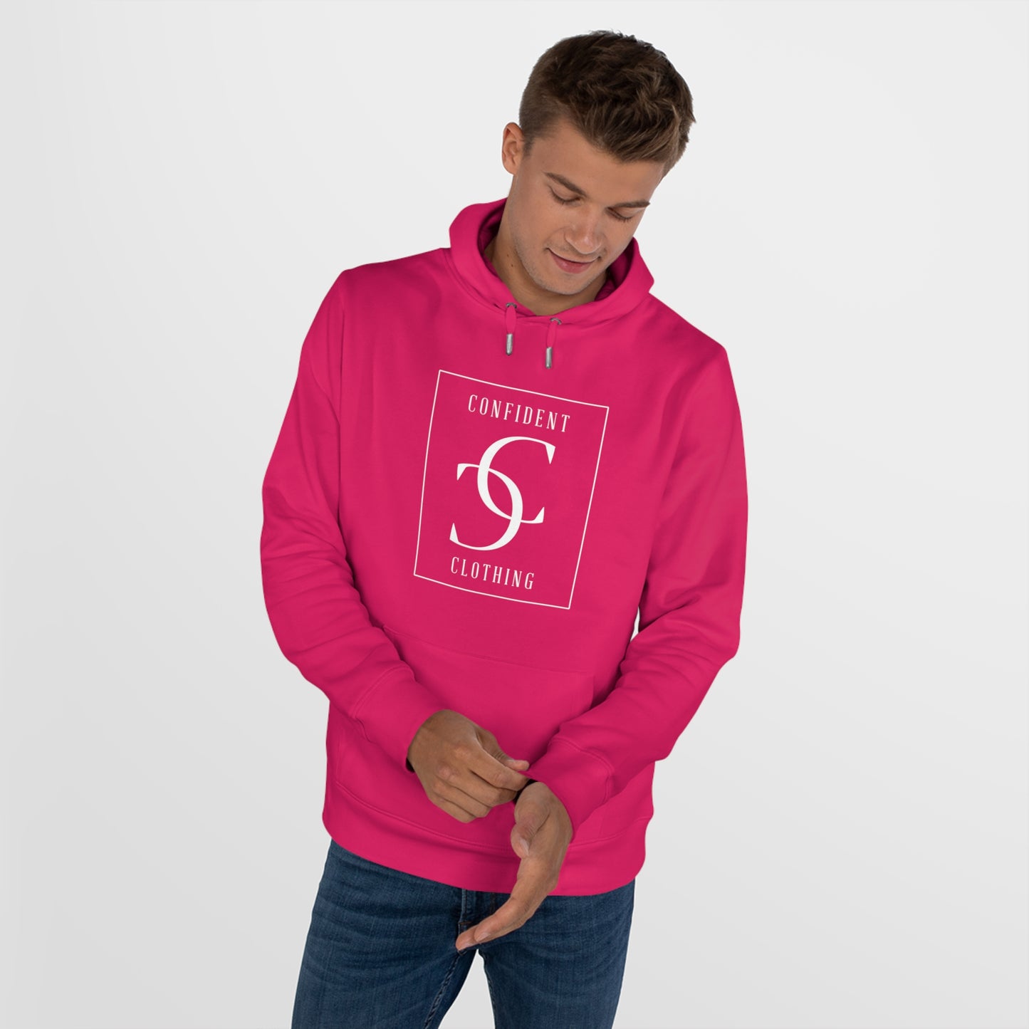 (hoodie unisex) multi-color Confident Clothing Luxury Hooded Sweatshirt (frame white logo)