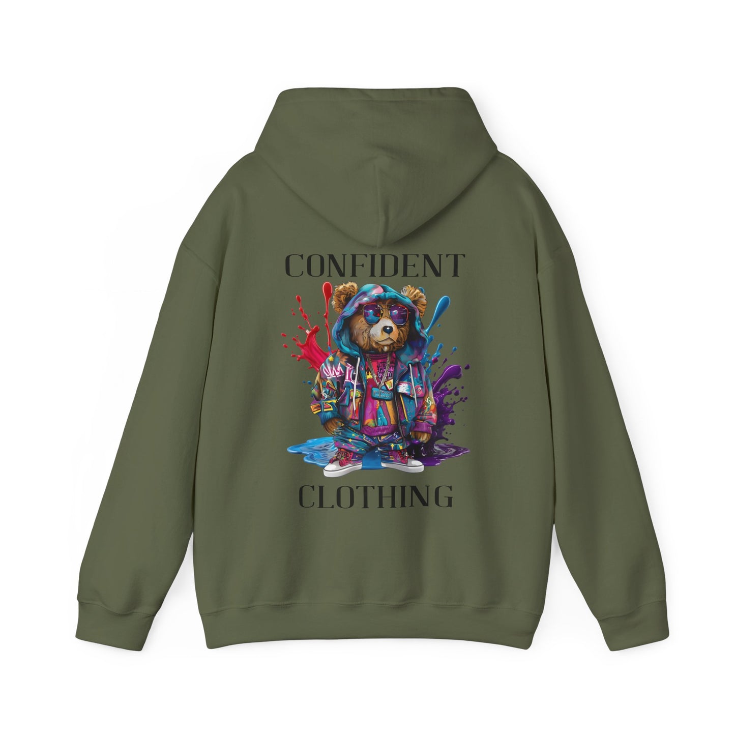 (Unisex) Confident Clothing Luxury Hooded Sweatshirt Urban Bear Collection (I Stay Drip Bear black logo)