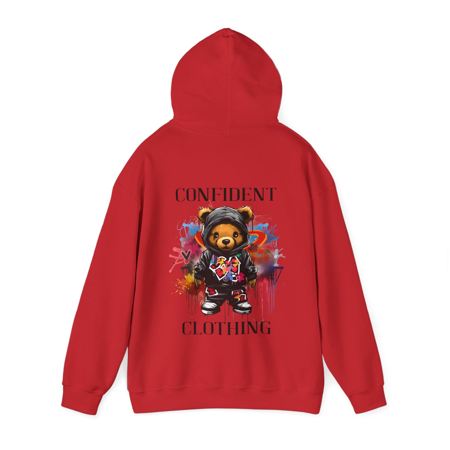 (Unisex) Confident Clothing Luxury Hooded Sweatshirt Urban Bear Collection (Cool Breeze Bear black logo)
