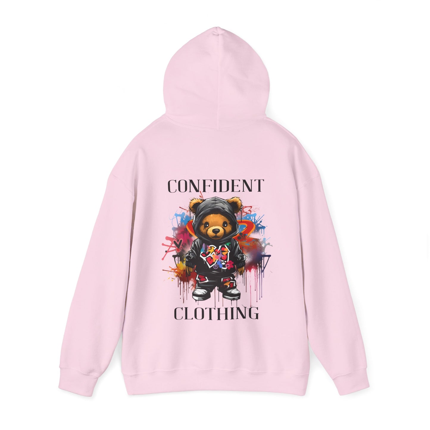 (Unisex) Confident Clothing Luxury Hooded Sweatshirt Urban Bear Collection (Cool Breeze Bear black logo)