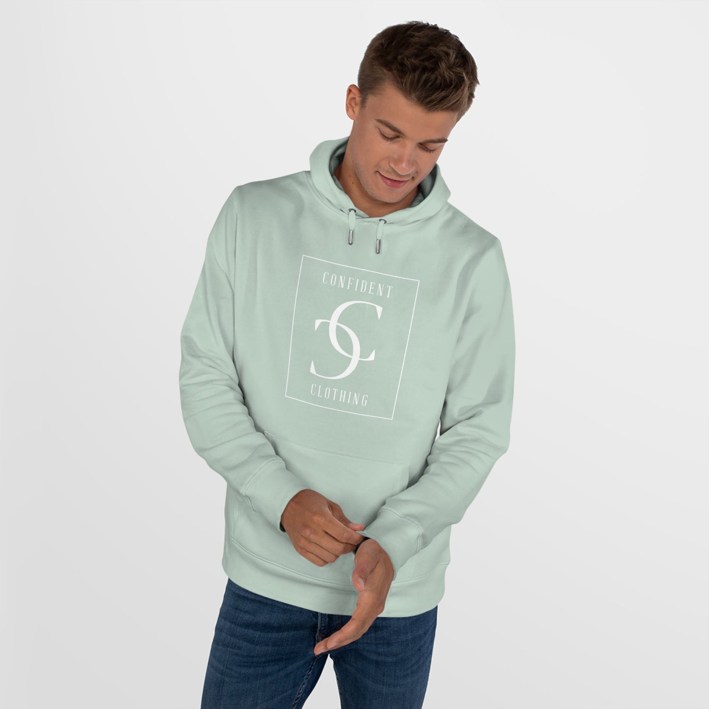 (hoodie unisex) multi-color Confident Clothing Luxury Hooded Sweatshirt (frame white logo)