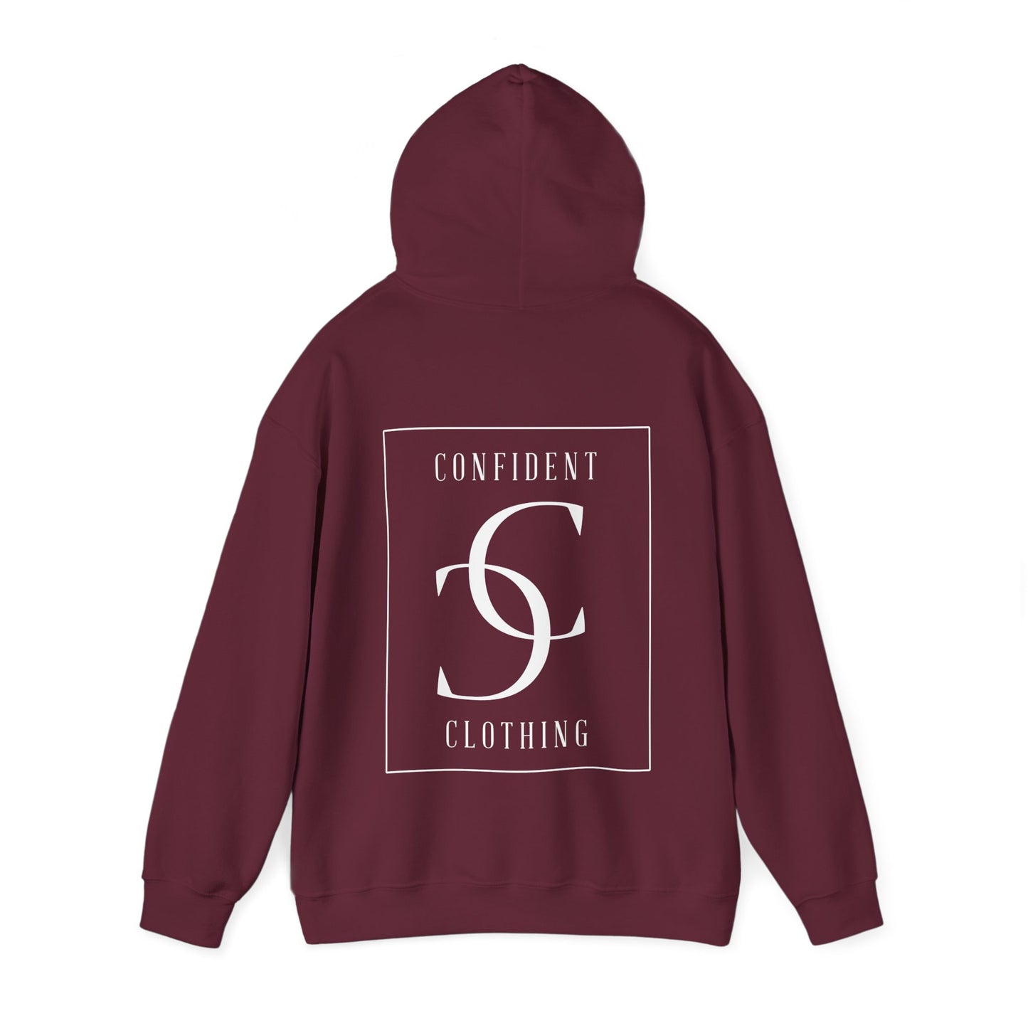 cc (Unisex) multi-color Confident Clothing Luxury Hooded Sweatshirt (frame white logo on back nc)