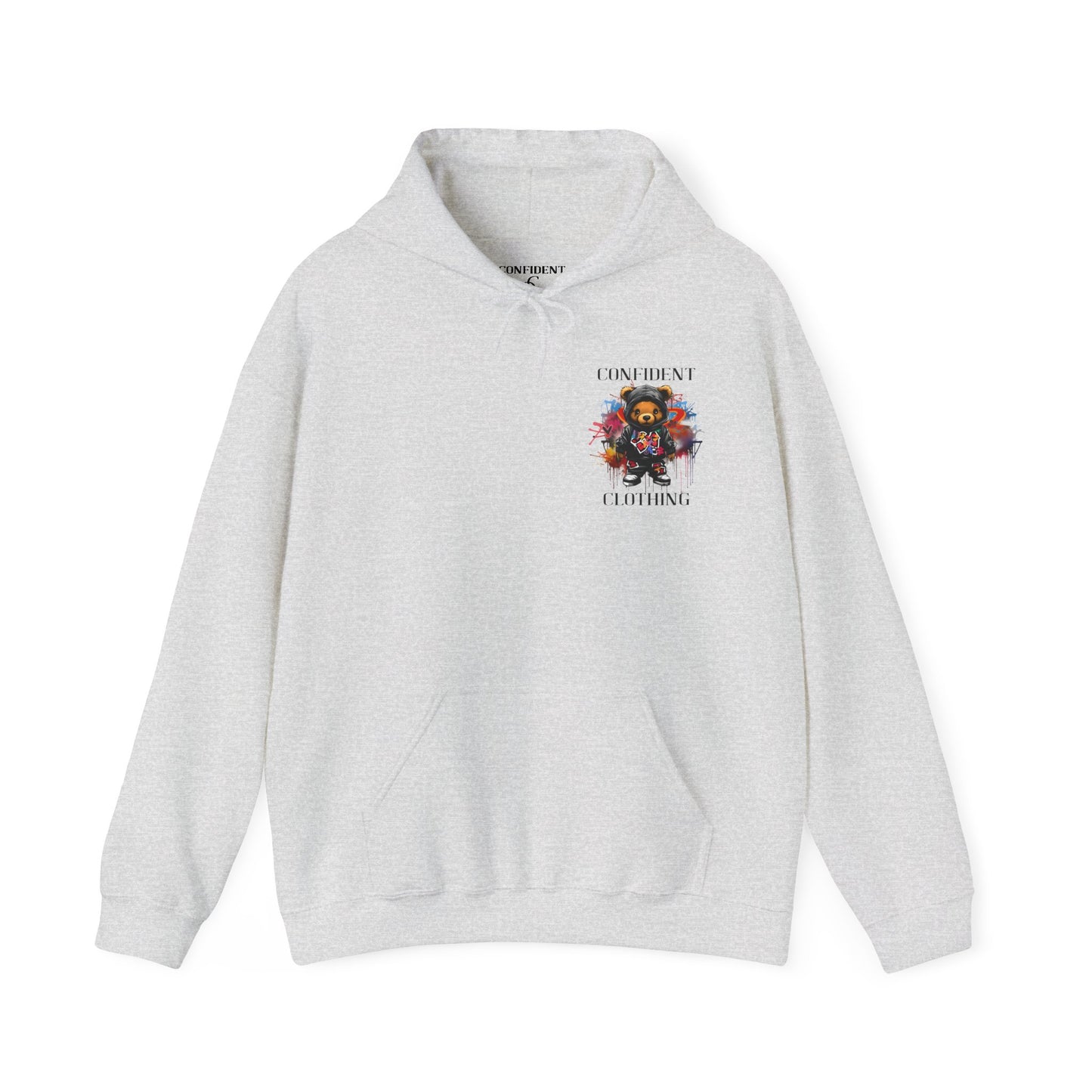 (Unisex) Confident Clothing Luxury Hooded Sweatshirt Urban Bear Collection (Cool Breeze Bear black logo)