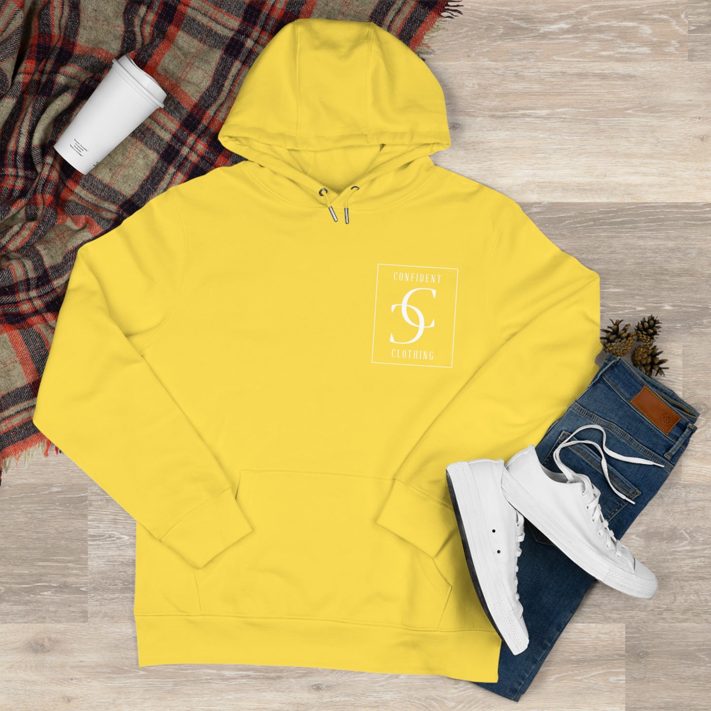 (hoodie unisex) multi-color Confident Clothing Luxury Hooded Sweatshirt (big cc white logo on back)