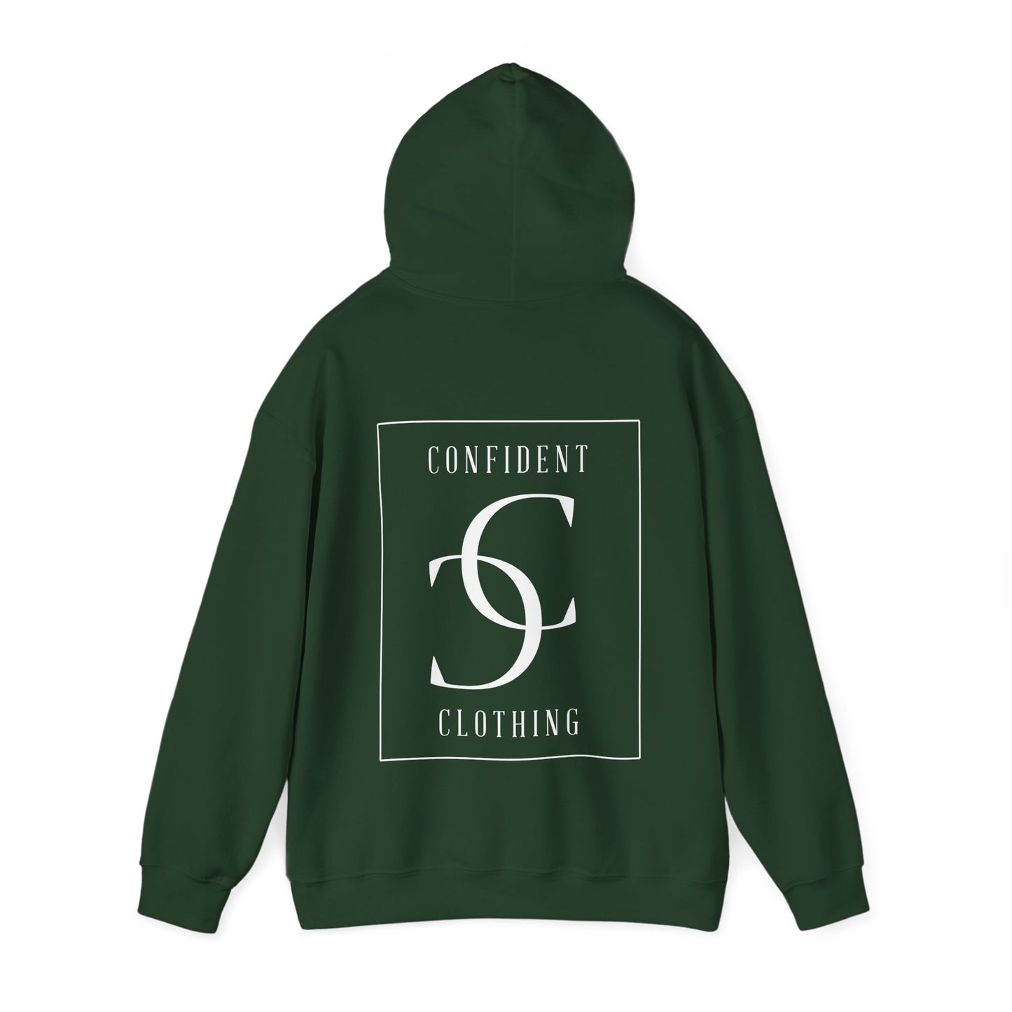 cc (Unisex) multi-color Confident Clothing Luxury Hooded Sweatshirt (frame white logo on back nc)