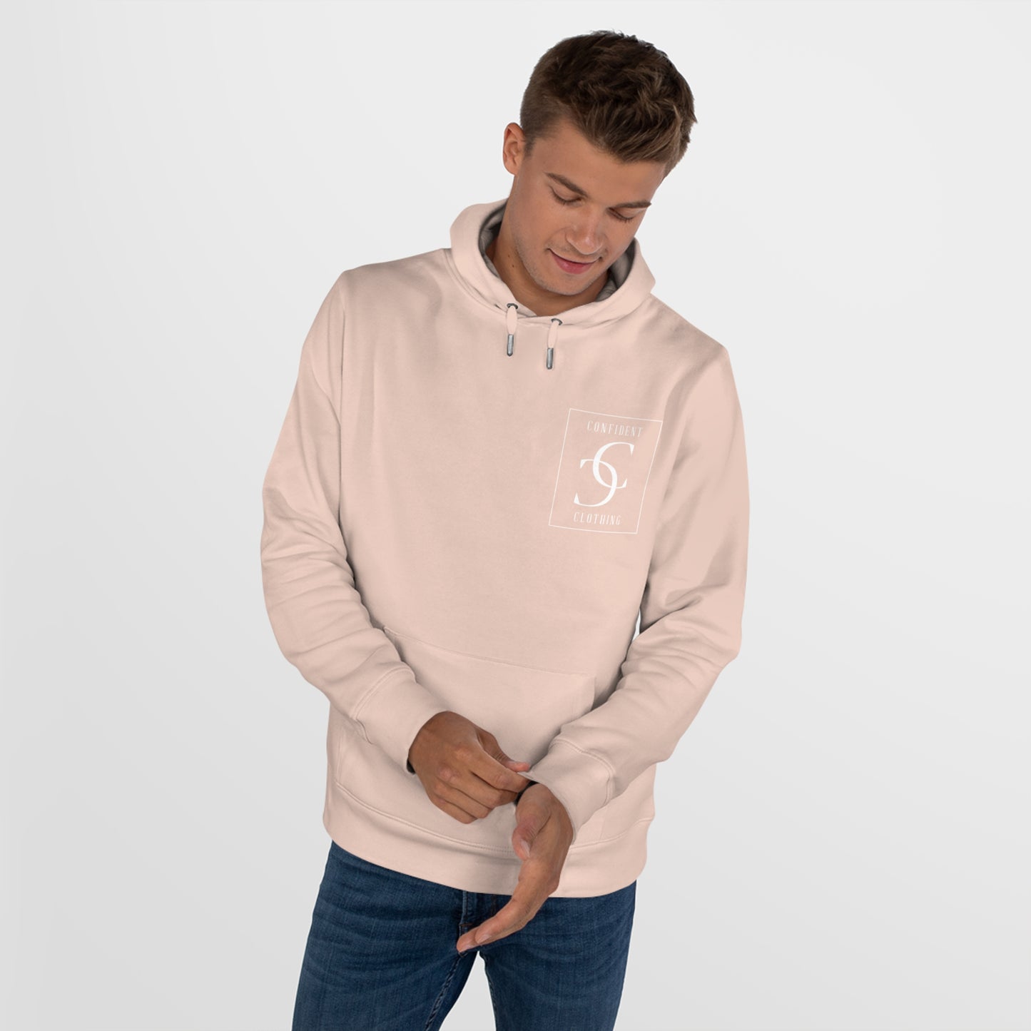 (hoodie unisex) multi-color Confident Clothing Luxury Hooded Sweatshirt (big cc white logo on back)