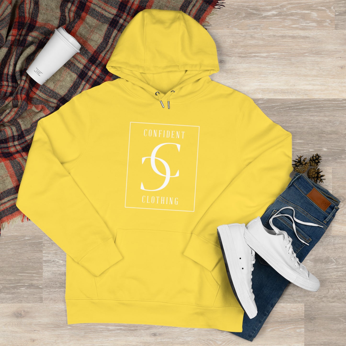 (hoodie unisex) multi-color Confident Clothing Luxury Hooded Sweatshirt (frame white logo)